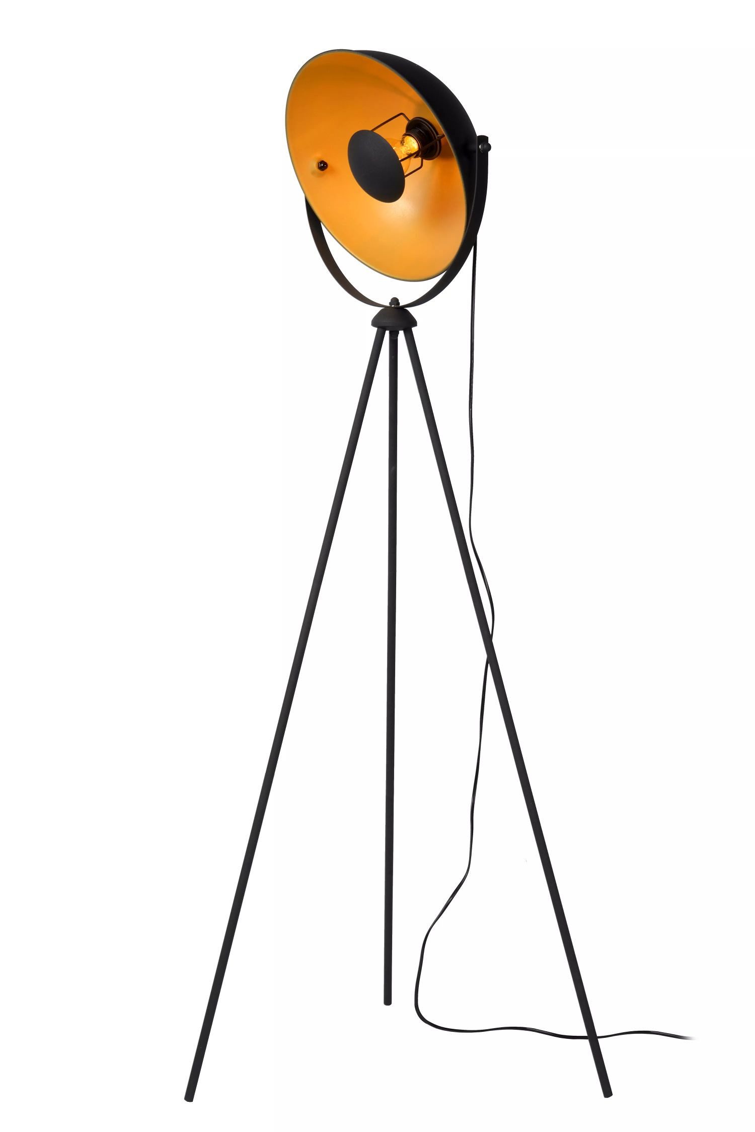 Licht-Erlebnisse Stehlampe HAXA, ohne Leuchtmittel, Metall 148 cm Dreibein in Schwarz Gold E27 Modern