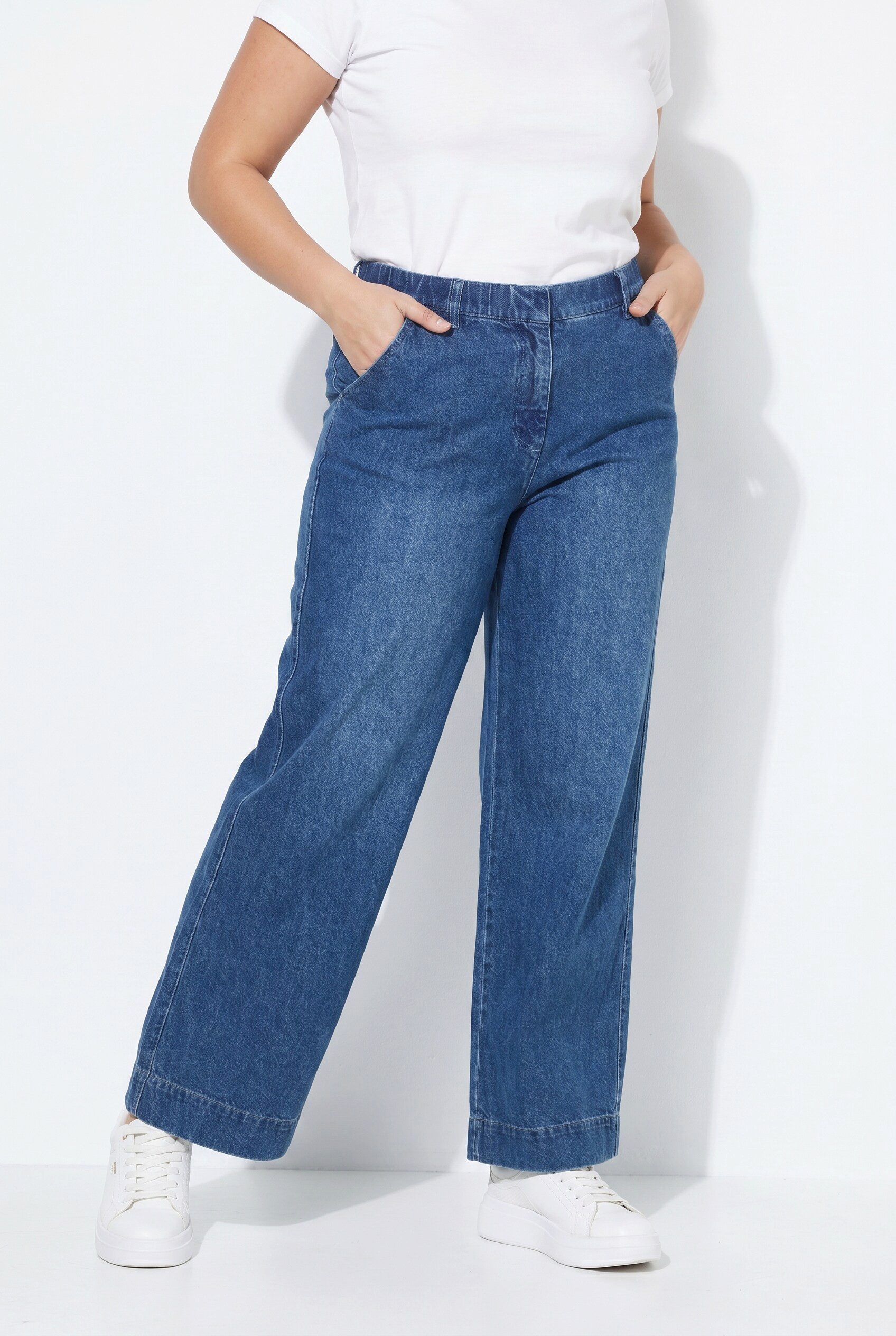 Ulla Popken Regular-fit-Jeans Jeans Mary Bügelfalte weites gerades Bein