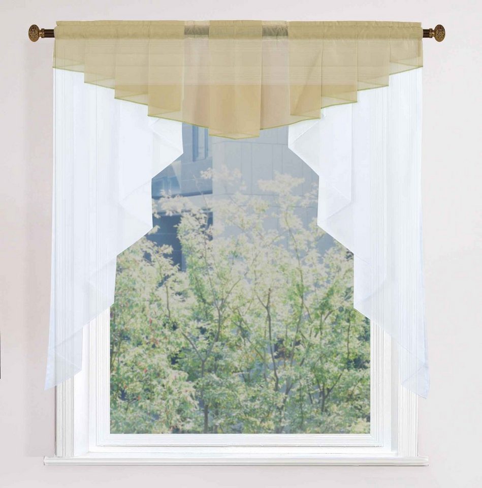 Gardinenbox Scheibengardine, Stangendurchzug, transparent, Voile, M-Bogen Universalband Kurzgardine