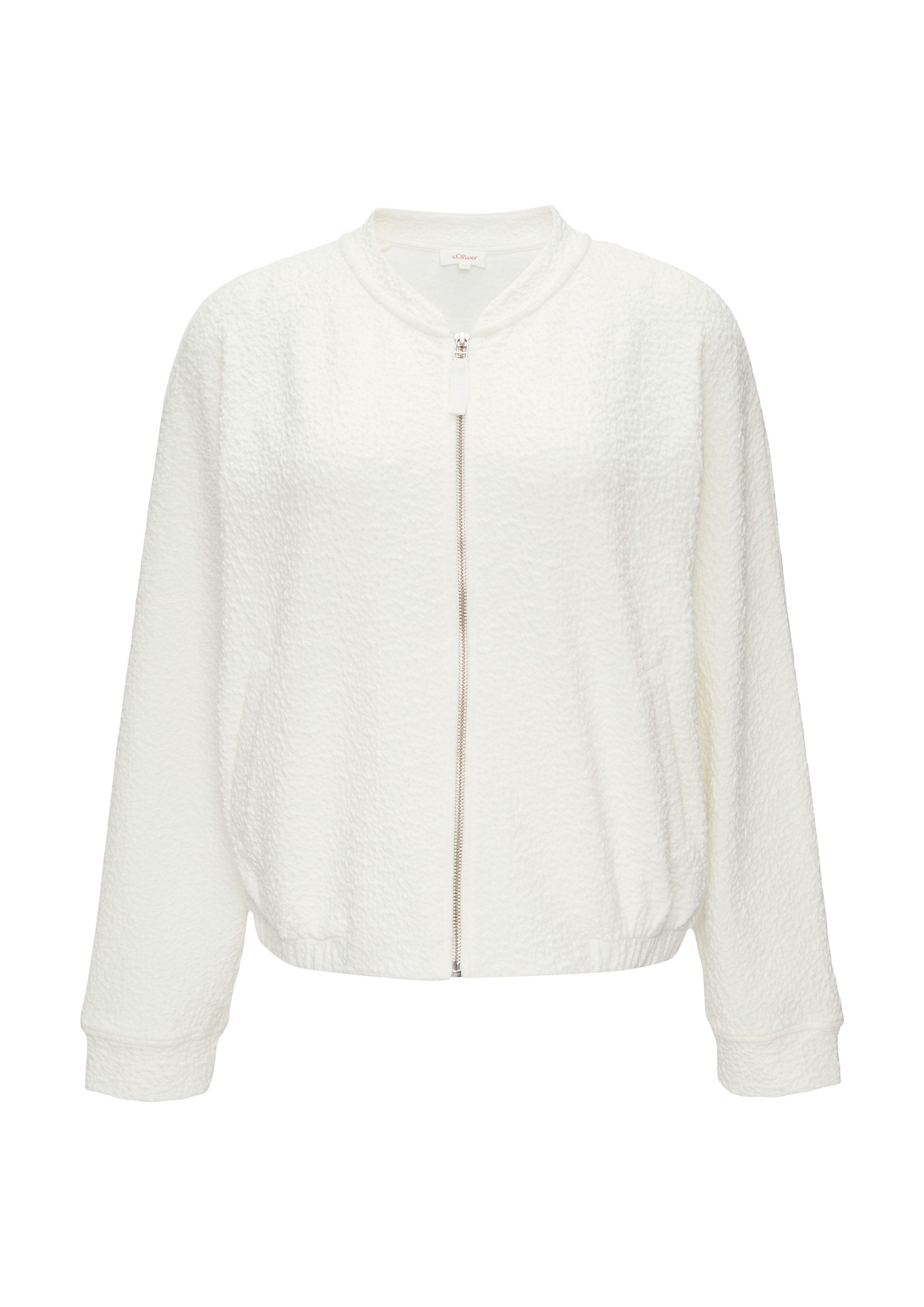 s.Oliver Sweatjacke Sweatshirt Jacke Strukturierte Blouson mit Fledermausärmeln