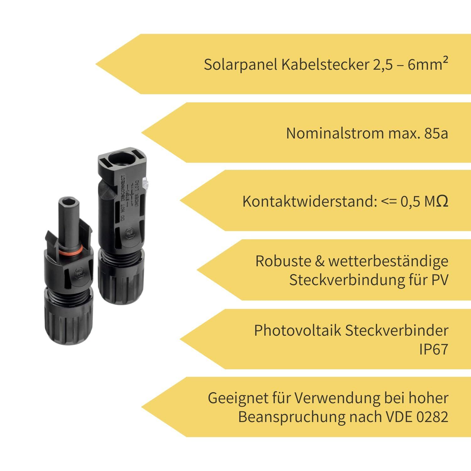 avoltik Wechselrichter MC4 Solar Kabelstecker Solarpanel MC4 Stecker männ.-/weiblich PV IP67, (MC4 Solar Kabelstecker Solarpanel MC4 Stecker männ.-/weiblich PV  – Bild 4 von 5