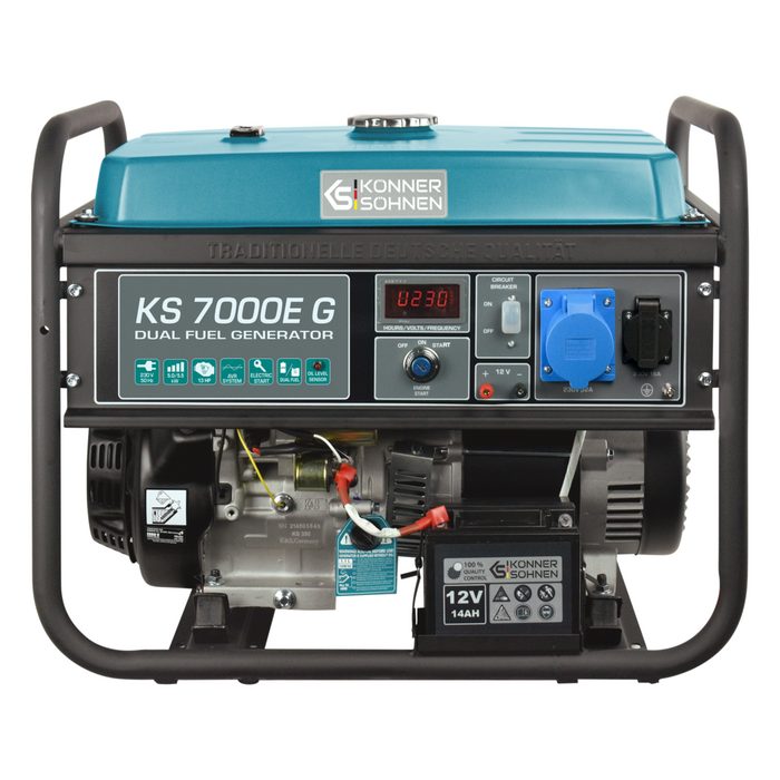 Könner & Söhnen Stromerzeuger KS 7000E G 5 50 in kW (4-Takt Kupfer Steckdosen 1x16A (230V) 1x32A (230V) 1-tlg. E-Start Automatischer Spannungsregler) Automatischer Spannungsregler Anzeige (Volt Hz)