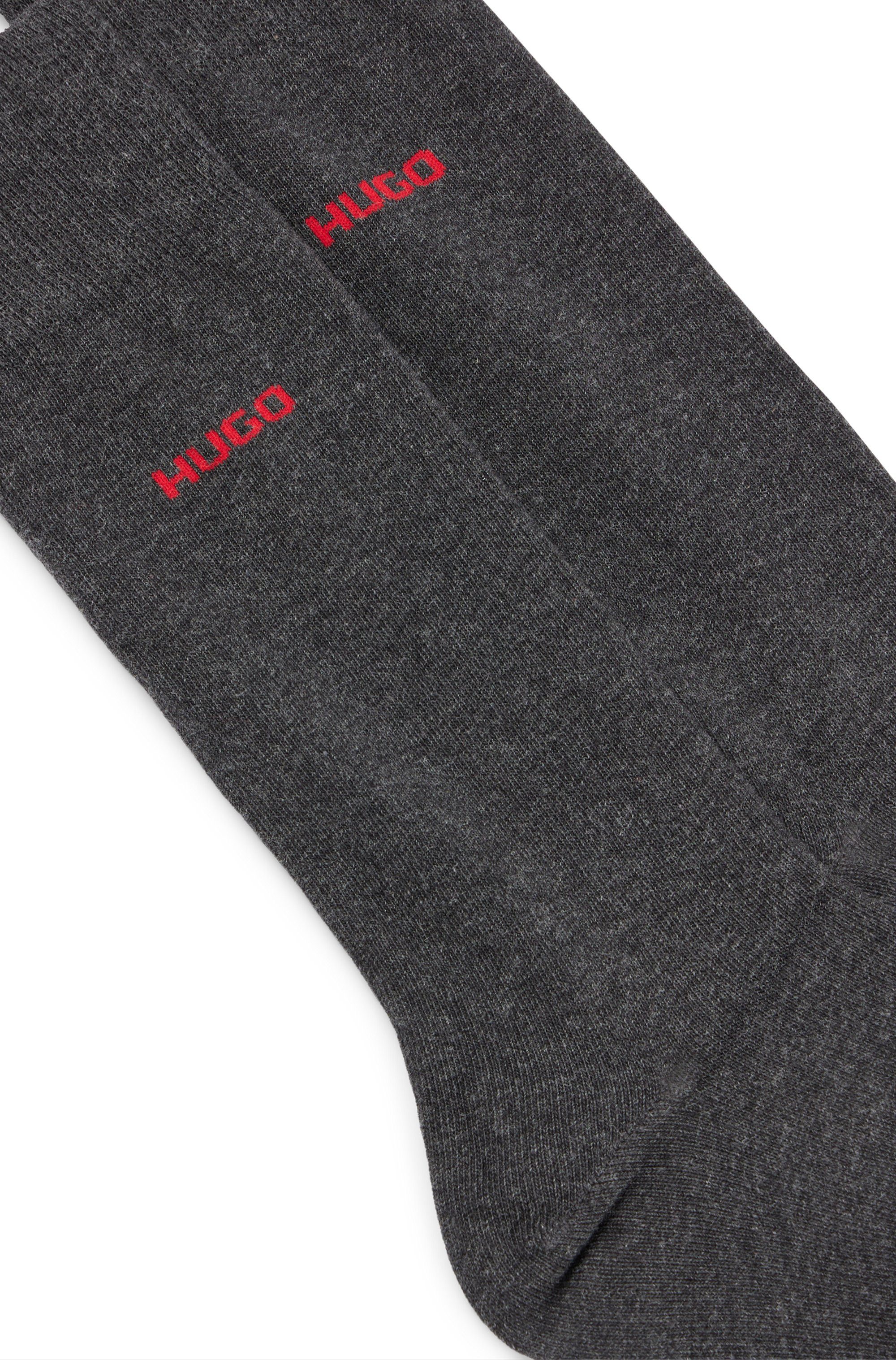HUGO Businesssocken 2P RS UNI CC (Packung, 2-Paar, 2er Pack) mit kontrastfarbenem HUGO Logo-Schriftzug