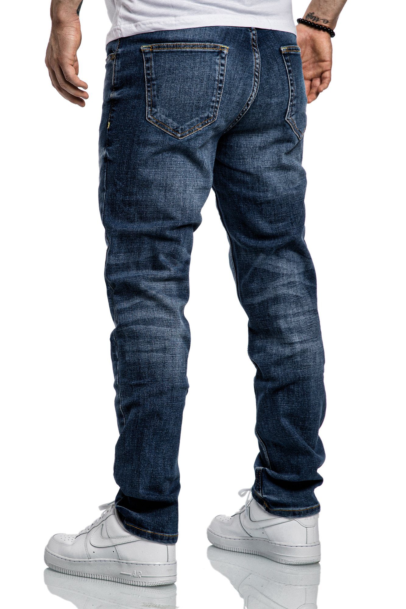 Amaci&Sons Straight-Jeans MEDFORD Destroyed Jeans Herren Regular Fit Destroyed Jeans