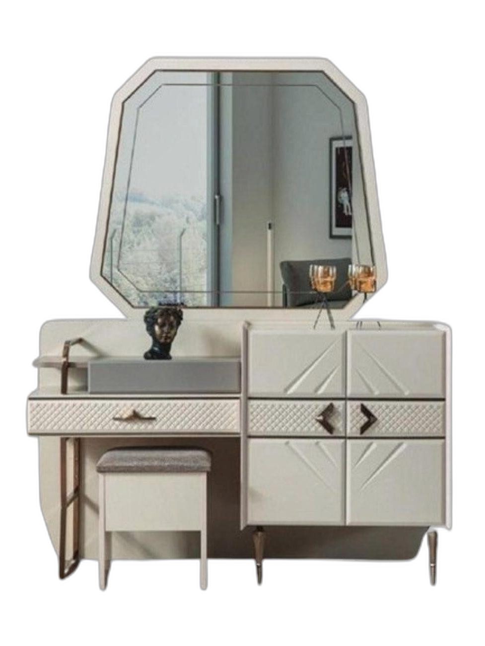 Schminktisch Helle Schlafzimmer Möbel Set Kosmetiktisch Mit gepolstertem Hocker