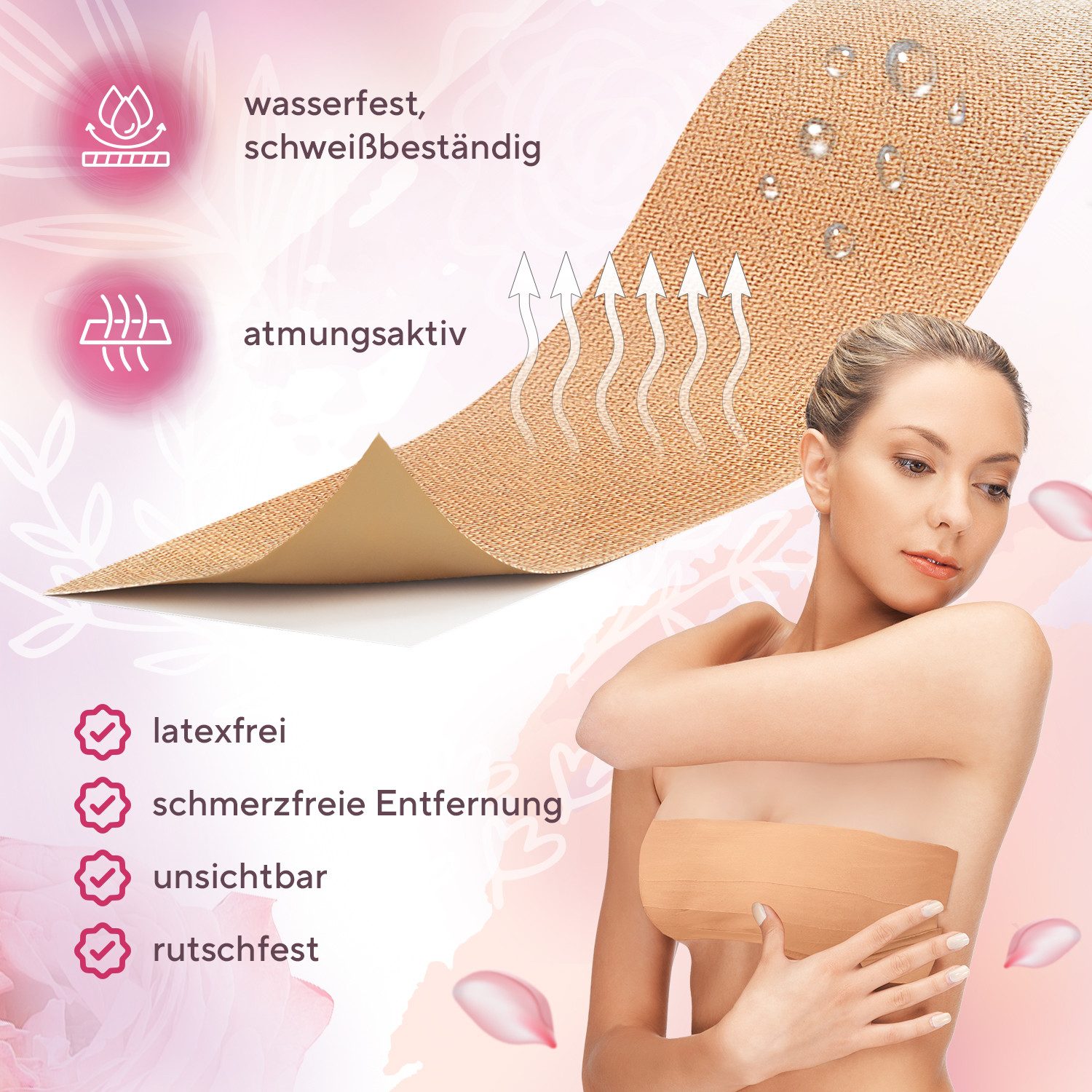 Hommler Set: Klebe-BH Tape Brust Klebeband und Nippelpads (1-tlg)