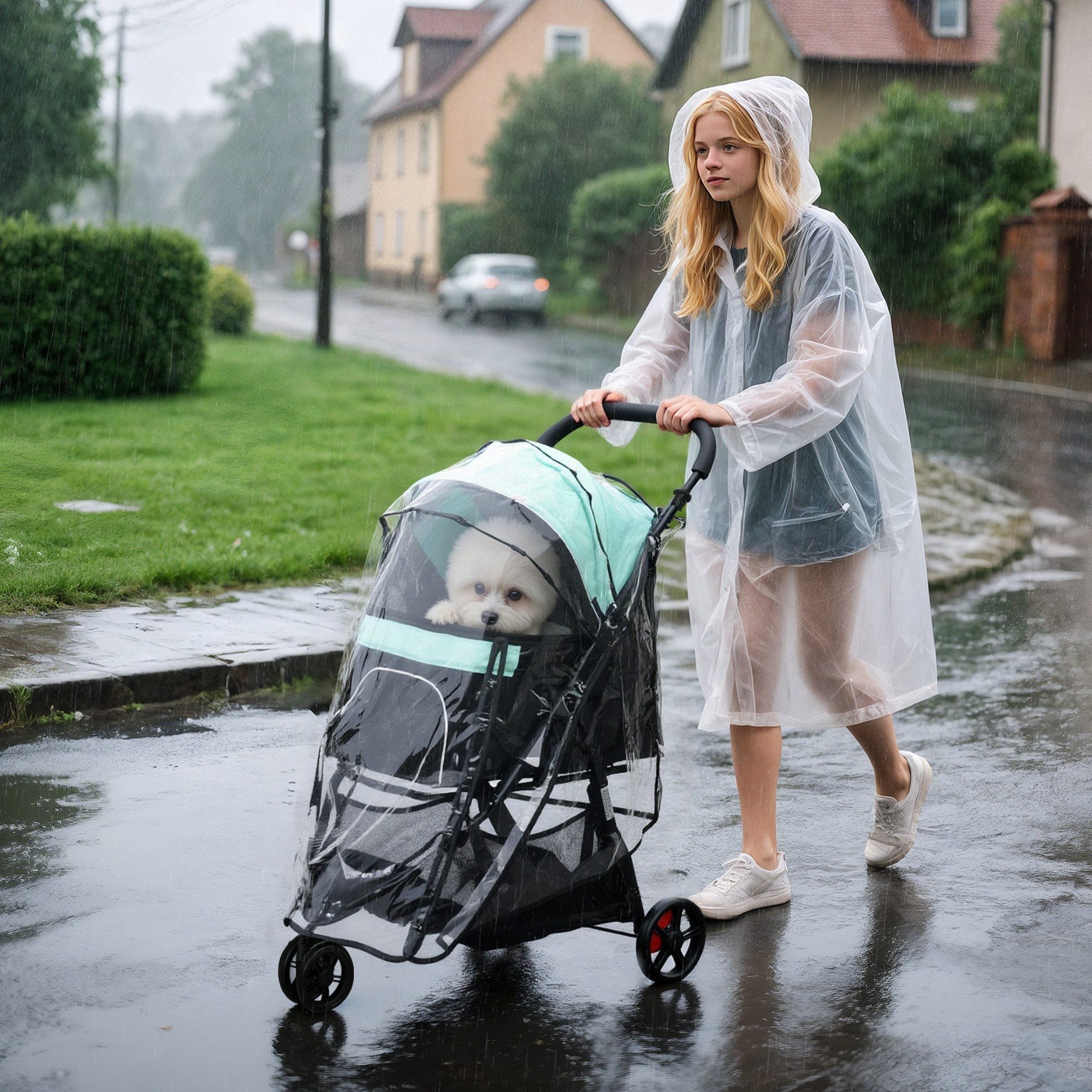 PawHut Hundebuggy 2 in 1, mit Regenschutz, klappbar, mit Kissen, Netzfenste günstig online kaufen