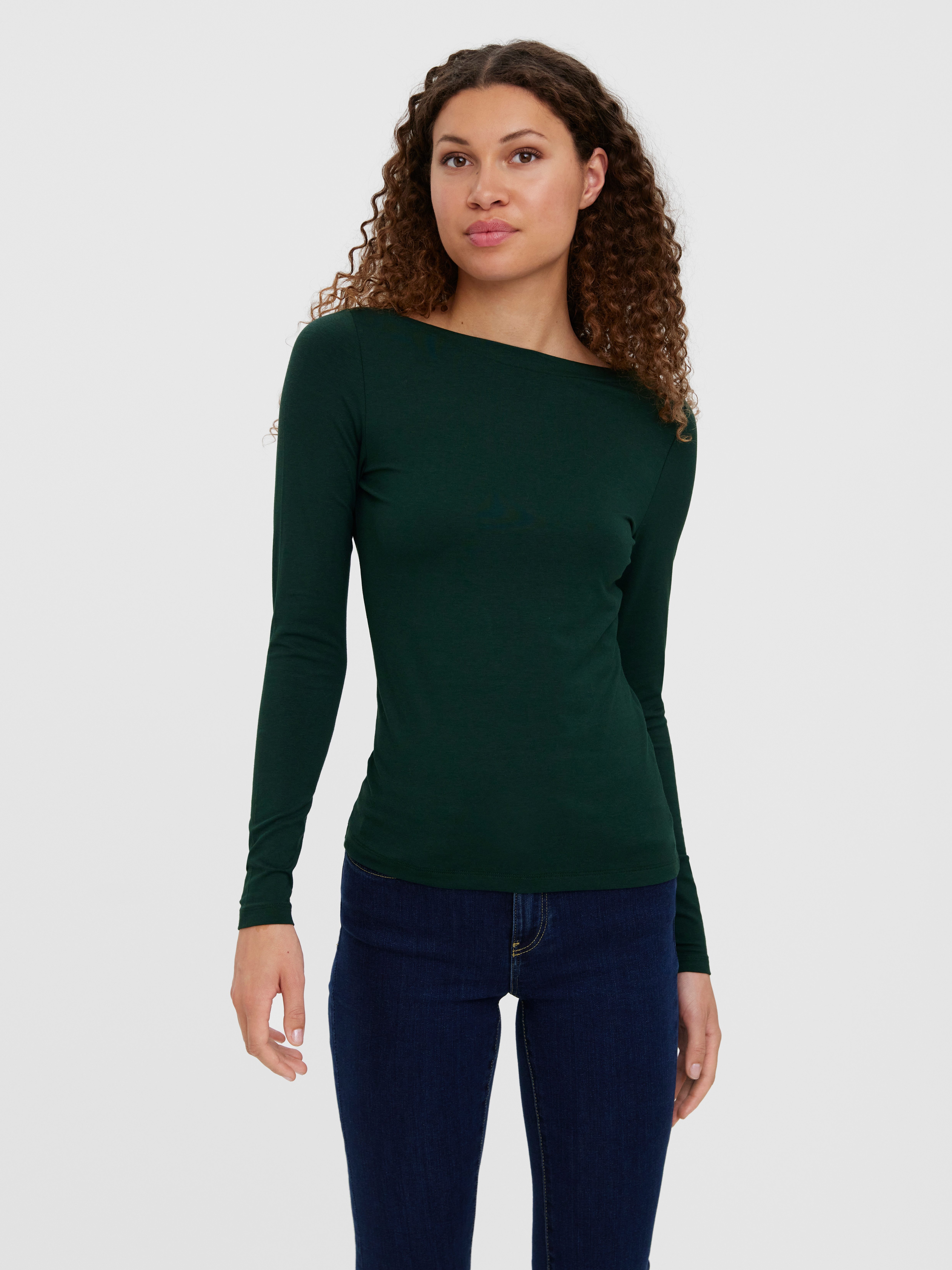 Vero Moda Langarmshirt VMPANDA MODAL L/S TOP JRS NOOS Baumwollmischung, slim fit