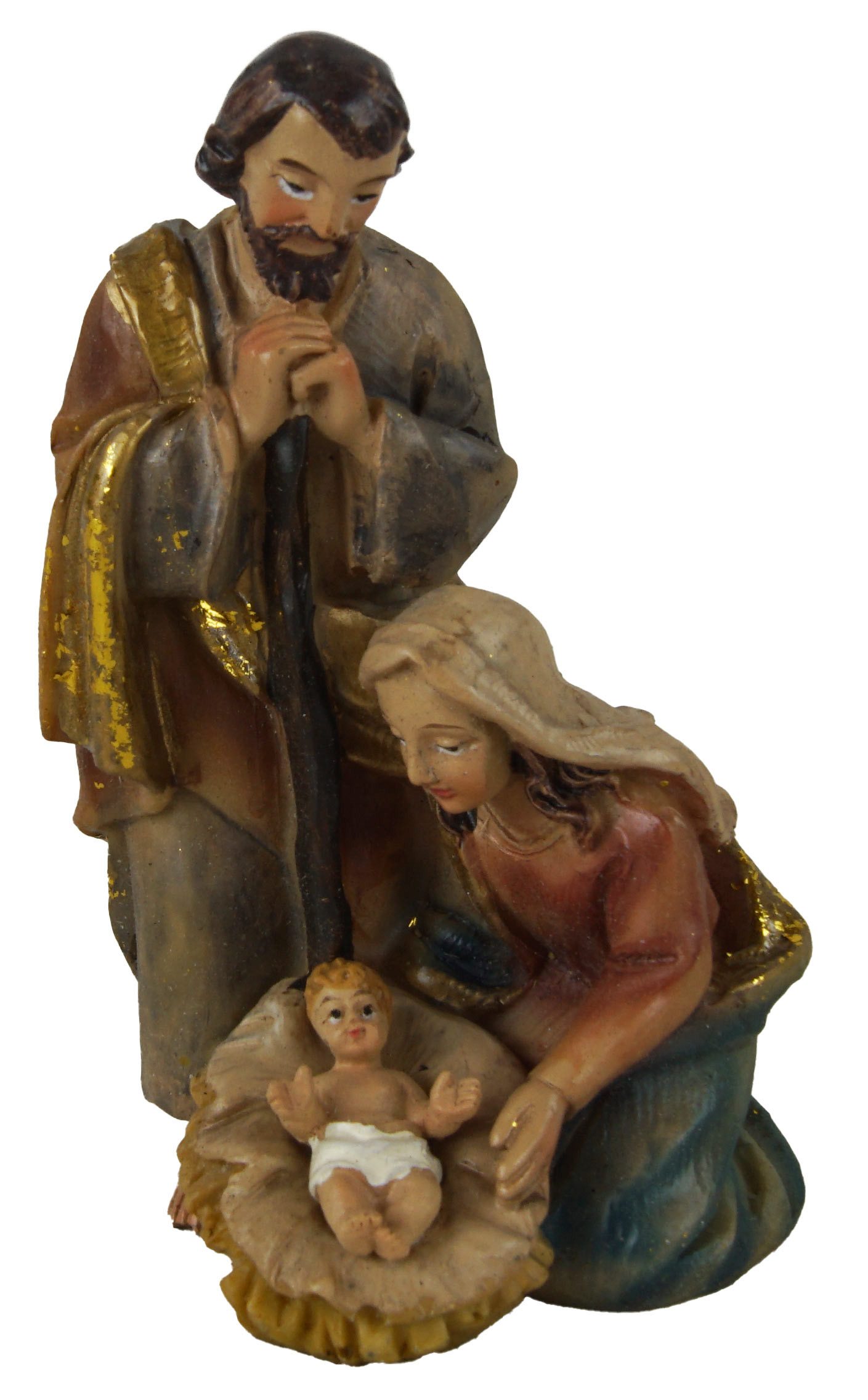 dekoprojekt Krippenfigur 2er Set Krippenfiguren „Heilige Familie“ K449 (Set, 2 St., 2tlg), Detailreiche Krippenfiguren mit edlen goldenen Akzenten aus Polystone