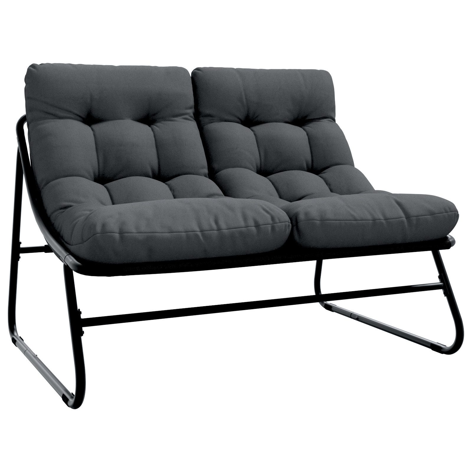 Gartenstuhl Gartenbank mit Kissen Schwarz 110x80x71 cm Stahl