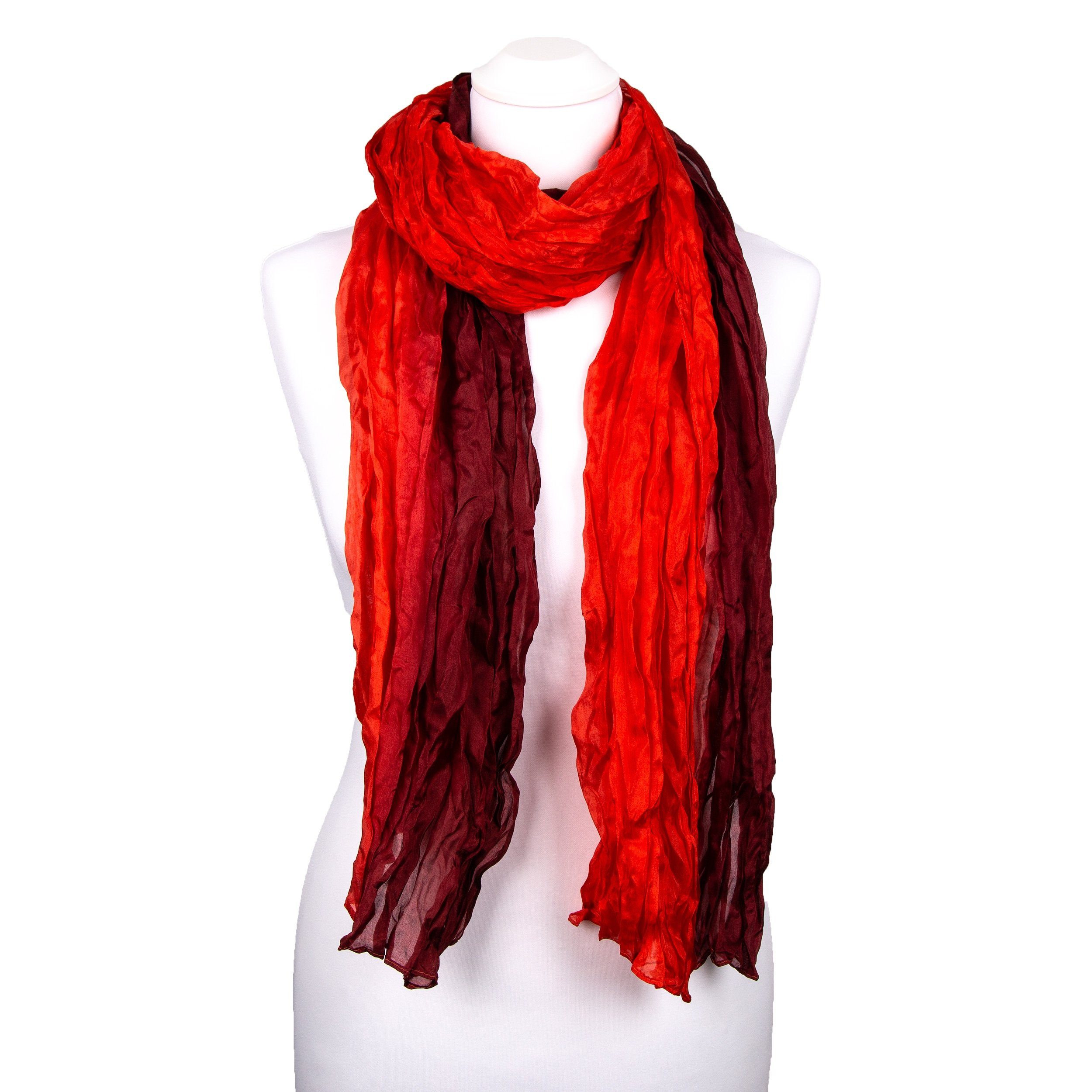 Silkroad Seidenschal Knitterschal Halstuch Schal XXL Farbverlauf Rot
