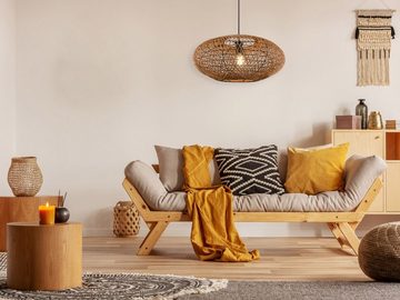 meineWunschleuchte LED Pendelleuchte, Dimmfunktion, LED wechselbar, Warmweiß, große ausgefallene Boho Korb-lampe für über Esstisch hängend, Ø 52cm