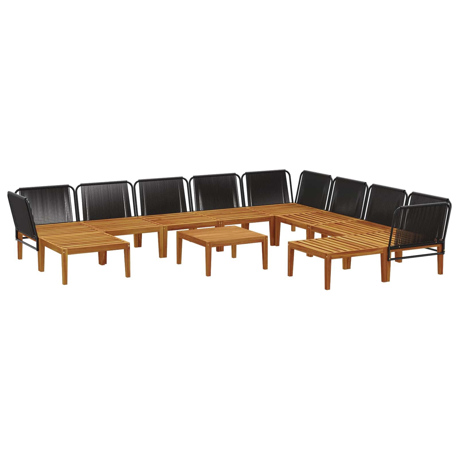 vidaXL Sofaelement 11 stk. Massives nholz & Seil Natur (11 St)