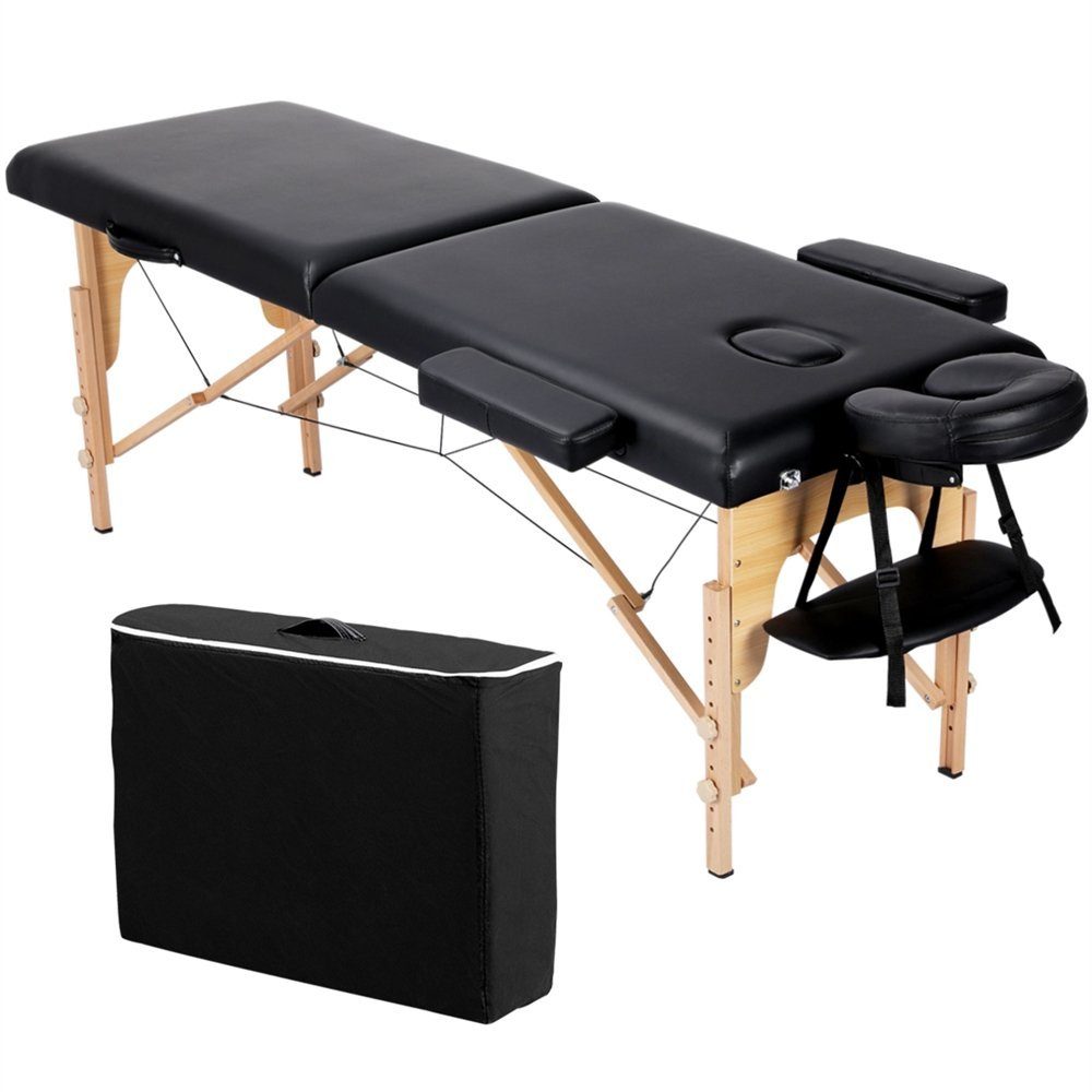 Yaheetech Massageliege, 2 Zonen höhenverstellbar, inkl. Kopfstütze & Armlehnen
