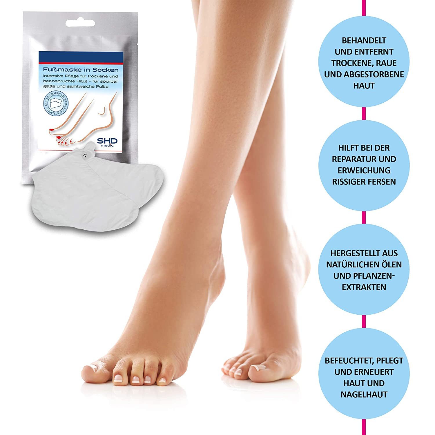 SHD Fußmaske Fußmaske für glatte und samtweiche Füße, 3-tlg.