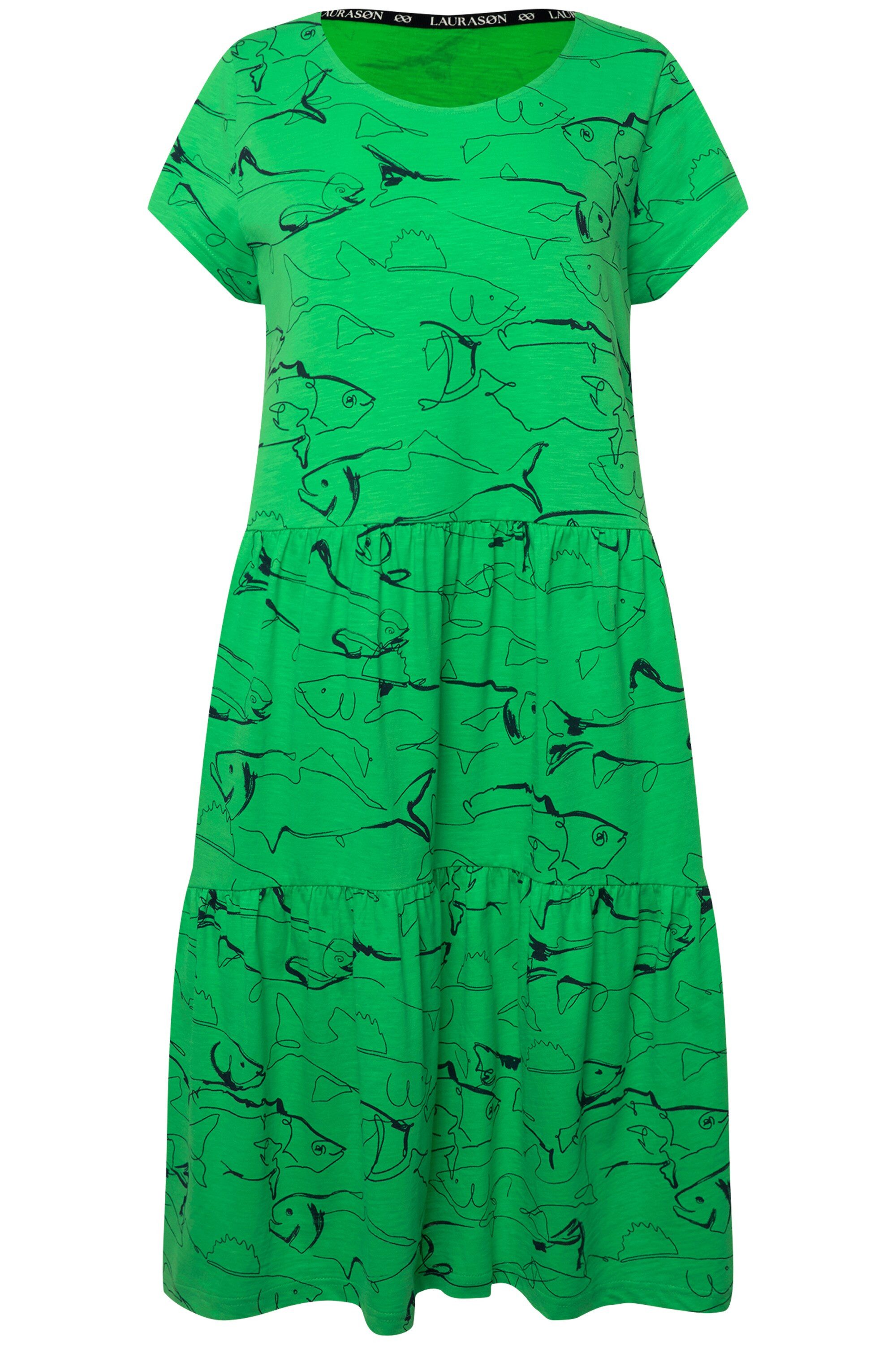 Laurasøn Midikleid Jerseykleid A-Line Fische-Print Rundhals günstig online kaufen