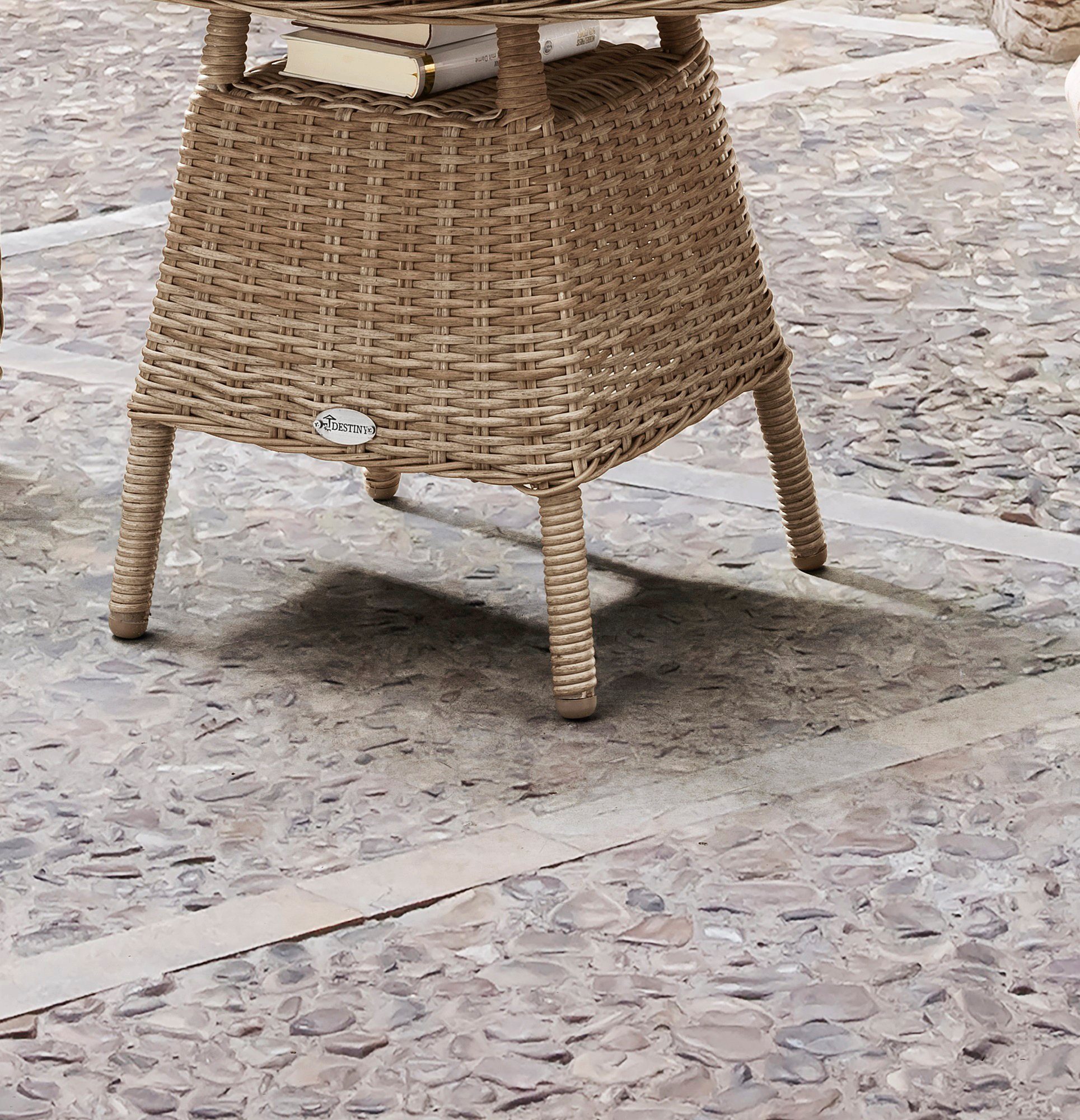 Destiny Gartentisch MALAGA, Ø: 60cm x H: 55cm, Aluminium, Polyrattan