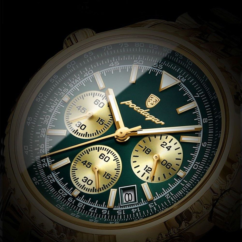 POEDAGAR Quarzuhr Poedagar Herren-Armbanduhr Chronograph Quarz Edelstahl 960
