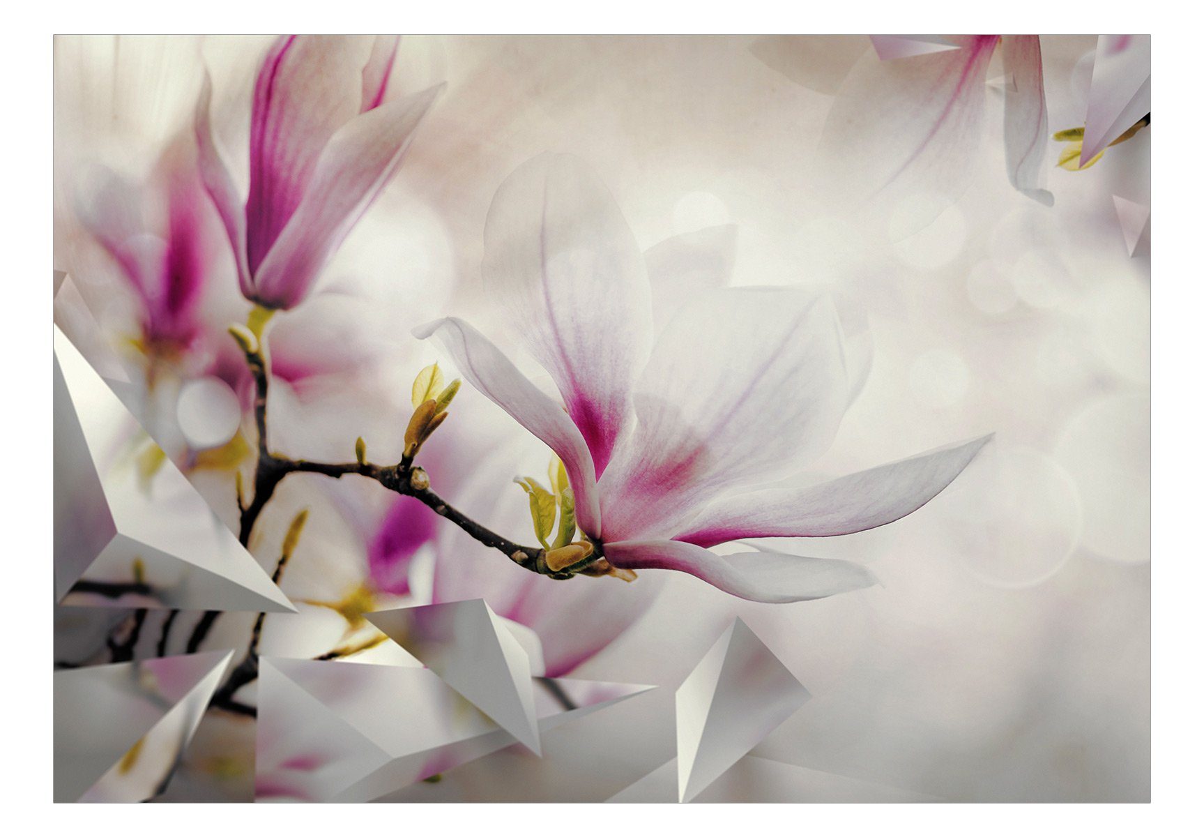 KUNSTLOFT Vliestapete Subtle Magnolias - Tapete Design Variant 0.98x0.7 Third matt, halb-matt, m, lichtbeständige