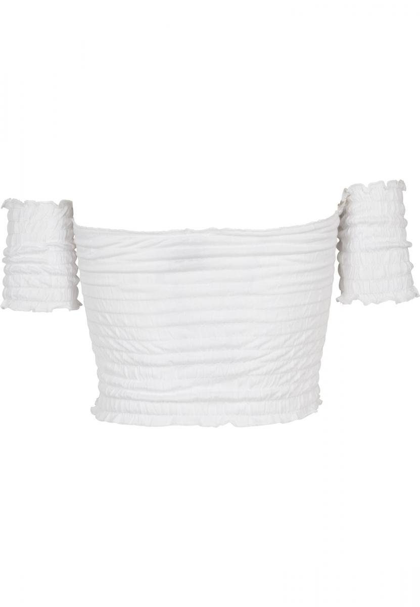 URBAN CLASSICS T-Shirt Damen Shoulder Cold Smoke Top (1-tlg) white Cropped Ladies