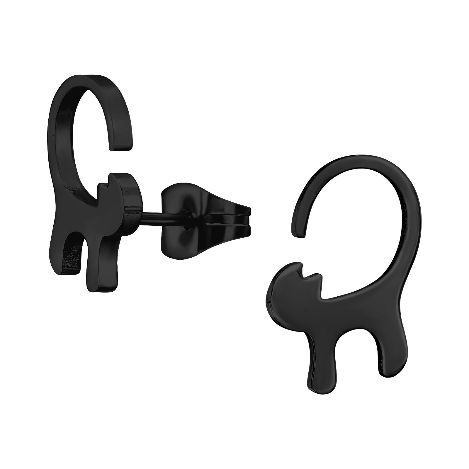 Ohrring-Set Ohrstecker Schwarze Katze aus Edelstahl Unisex