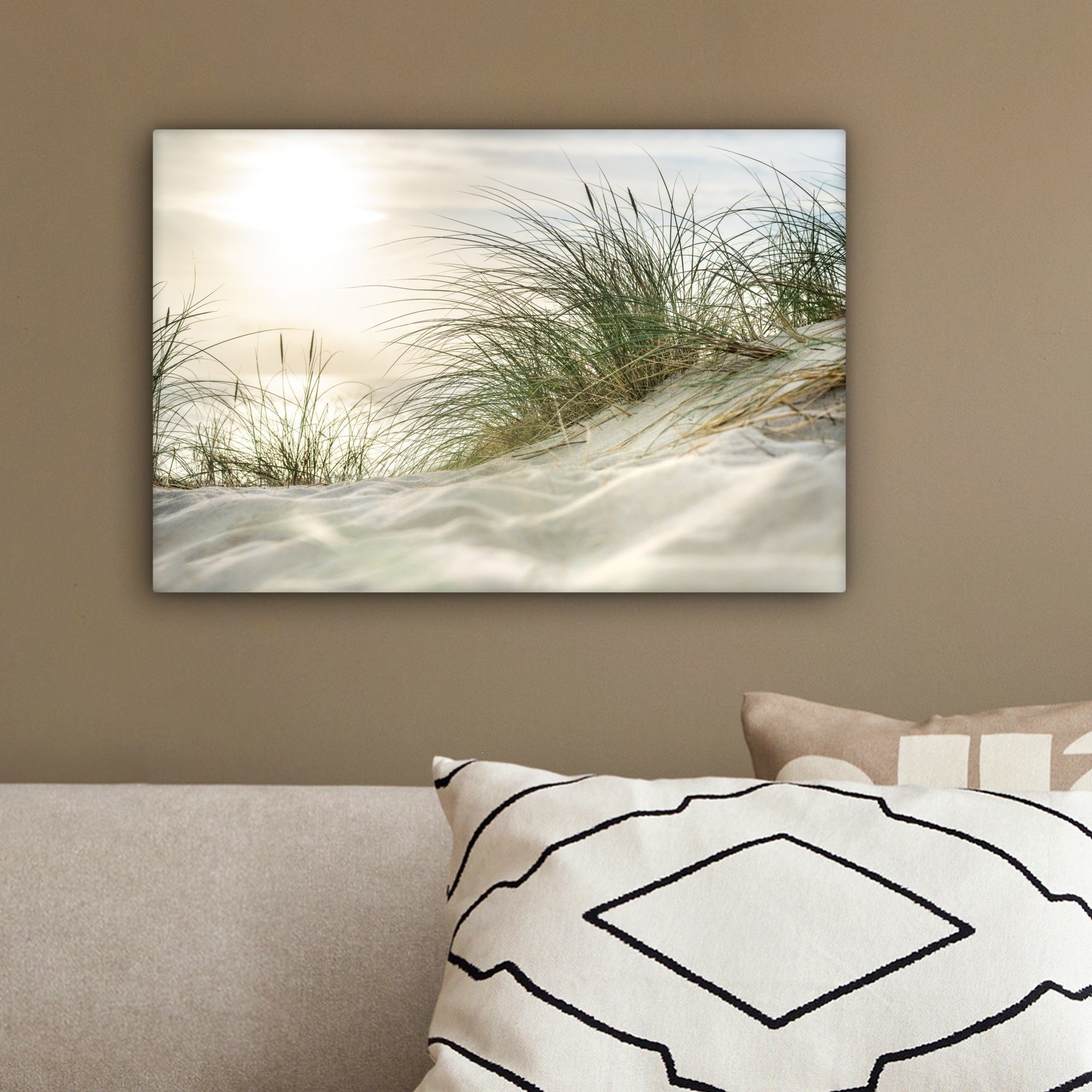 OneMillionCanvasses® Leinwandbild Dünen mit Strandhafer in der Sonne des Nationalparks Schleswig-Holstei, Fotodruck (1 St), Leinwand Bilder Klein, Wand Dekorati – Bild 4 von 5