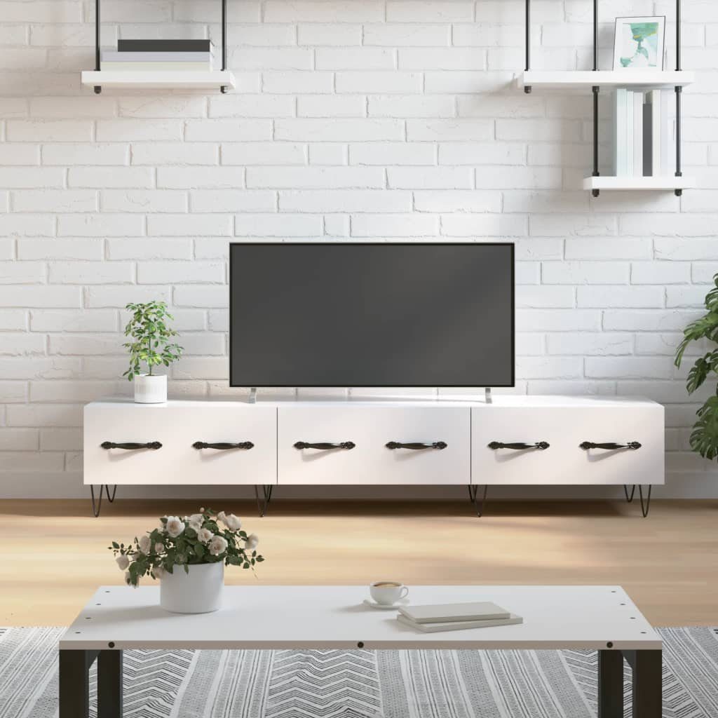 furnicato TV-Schrank Hochglanz-Weiß 150x36x30 cm Holzwerkstoff