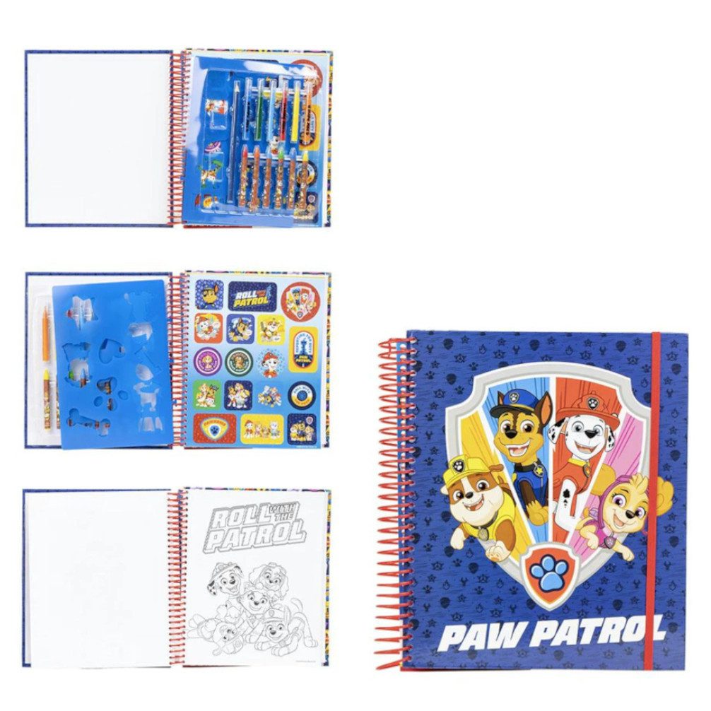 Cerda Kreativset Paw Patrol Activity Malbuch Buch Ausmalbuch, inkl. Sticker Schablonen und Stifte