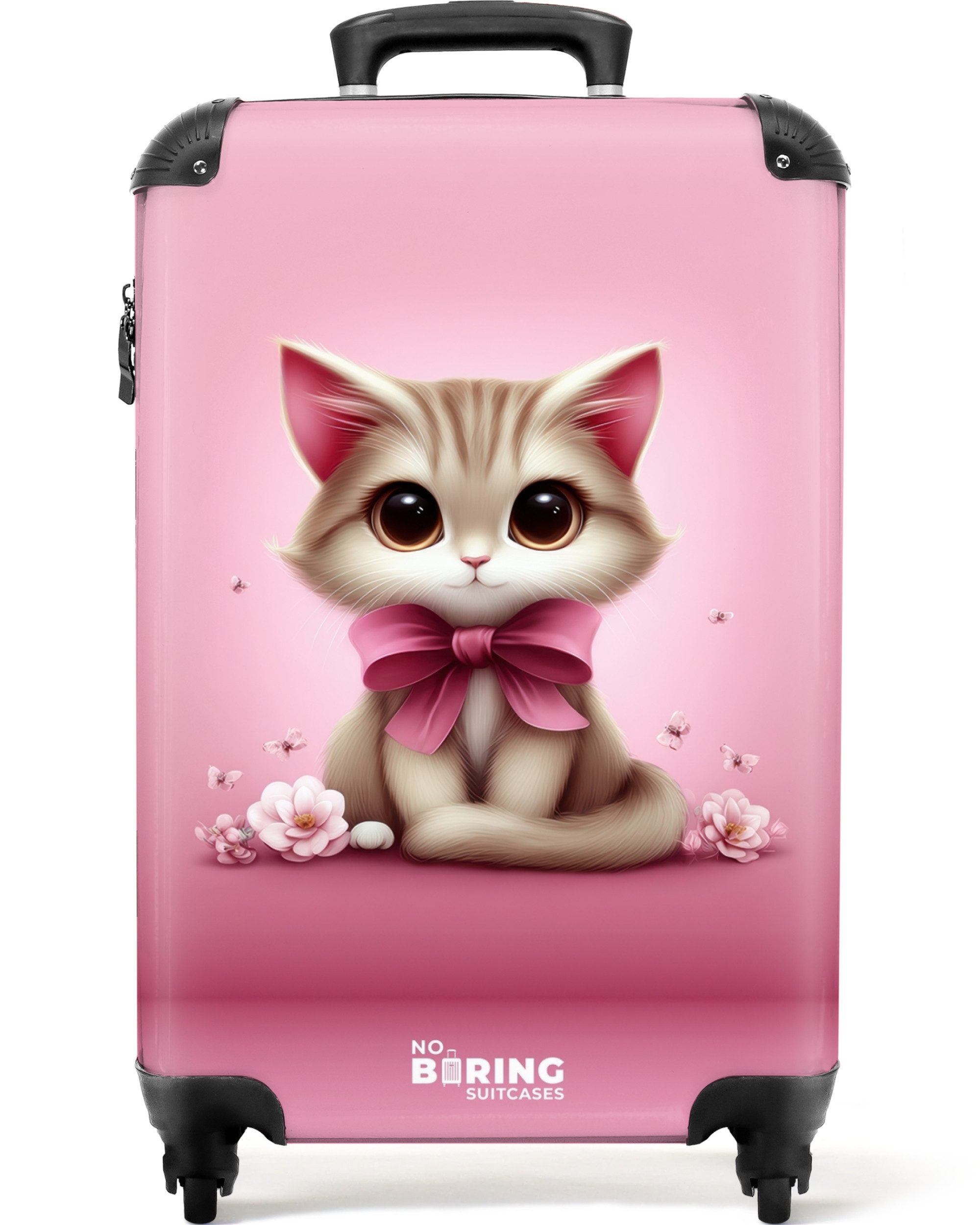 Kinderkoffer Katze mit Schleife zwischen Blumen 55x35x20cm