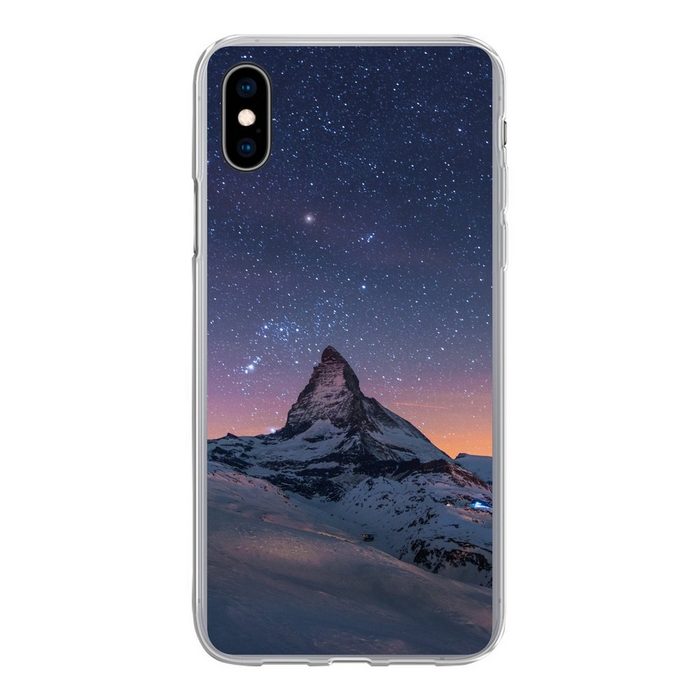 MuchoWow Handyhülle Nacht über der Landschaft im Winter des Schweizer Matterhorns Handyhülle Apple iPhone Xs Max Smartphone-Bumper Print Handy
