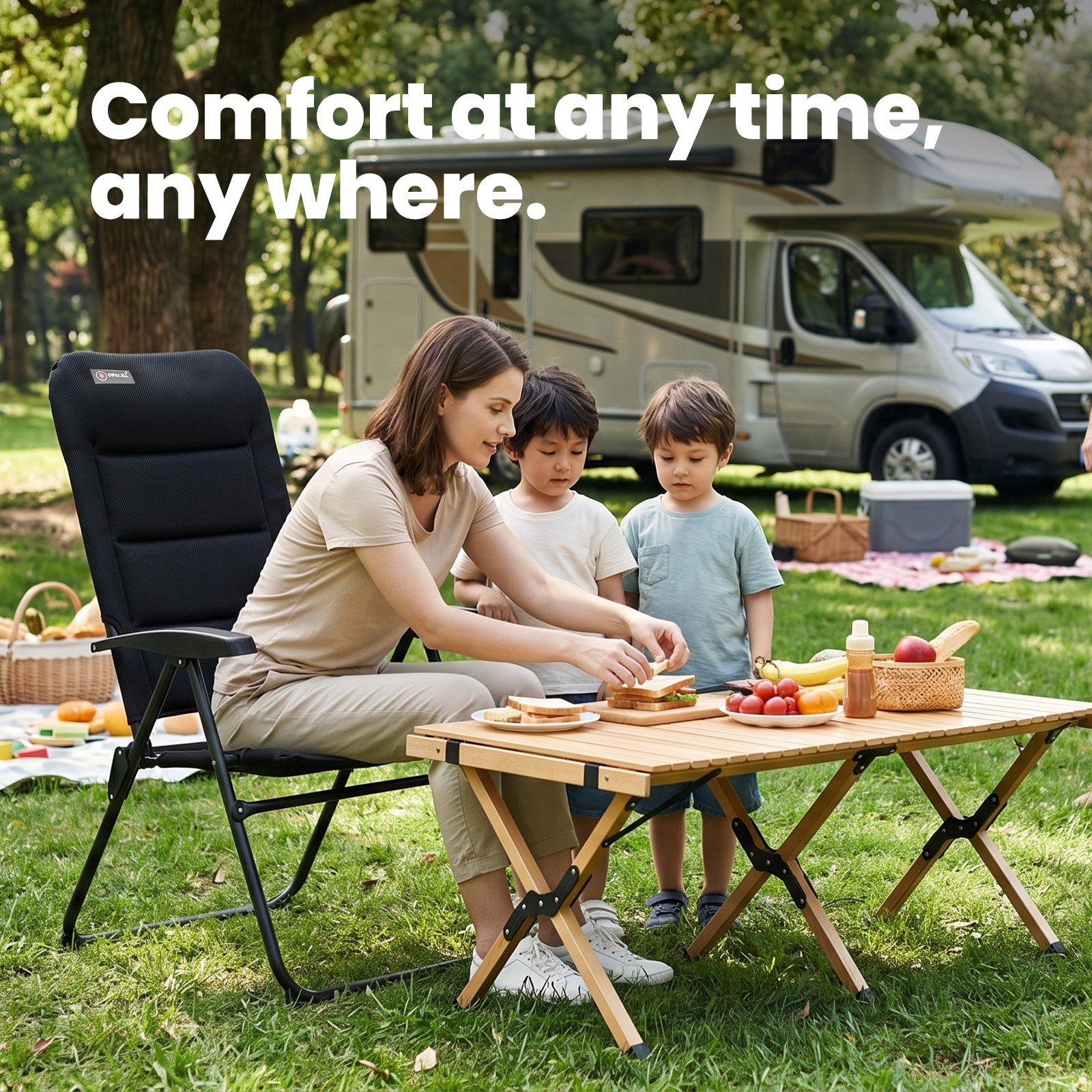 HOMECALL Gartenstuhl Hochlehner Campingstuhl Klappstühle Gepolstert Faltstuhl Balkonstuhl (Anglerstuhl, 1 St), mit 5-Fach Verstellbare lehne, für Camp Garten Ba – Bild 5 von 5