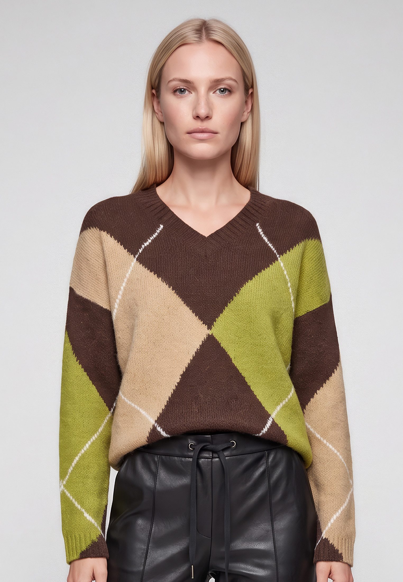 MARC AUREL Strickpullover mit übergroßem Argyle-Muster