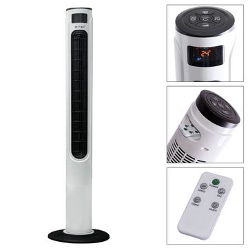 V-TAC Turmventilator, 55W Stand Säulen Tower Ventilator weiß FERNBEDIENUNG Timer