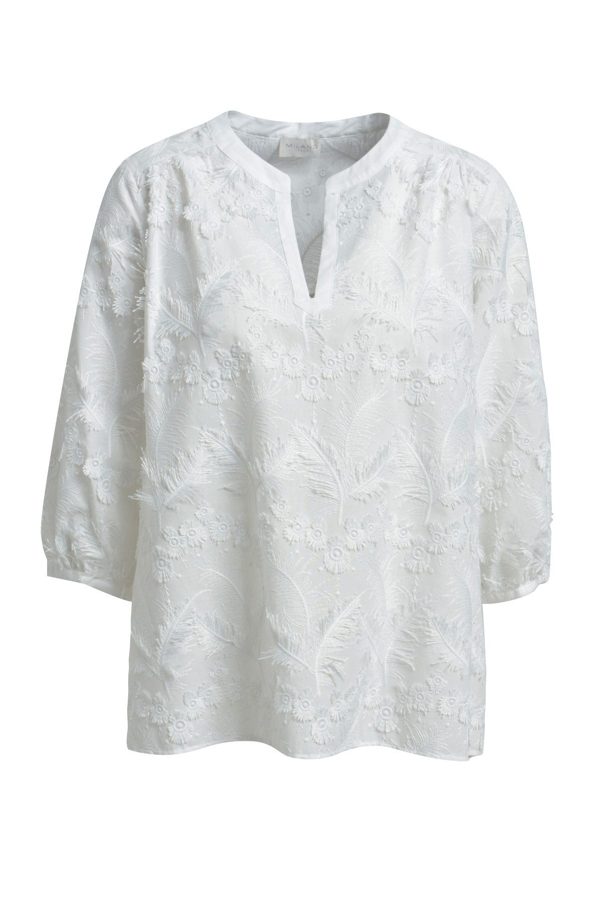 Langarmbluse BLOUSE WITH NECKPANEL AE SLIT, GATH