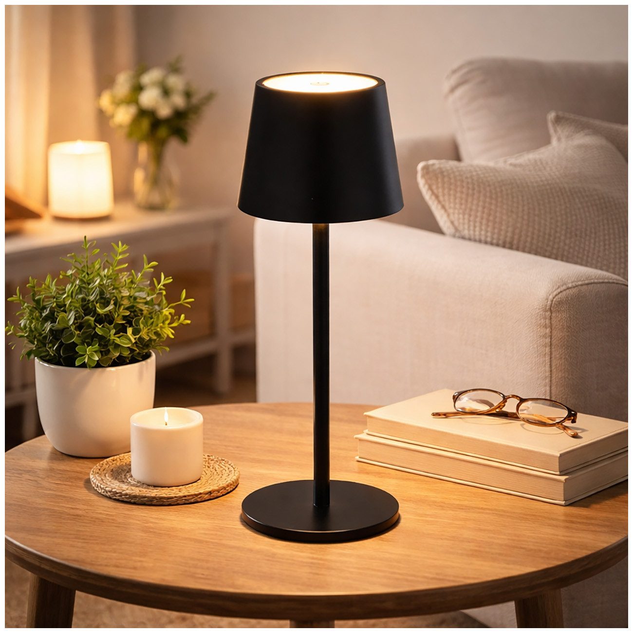 CEPEWA Tischleuchte Tischleuchte LED Touch Akku schwarz USB wiederaufladbare Tischlampe