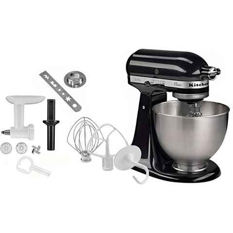 KitchenAid Küchenmaschine 5K45SSEOB ONYX BLACK, 275 W, 4,3 l Schüssel, Gratis Fleischwolf/Spritzgebäckvorsatz (Wert ca. 129,-UVP)