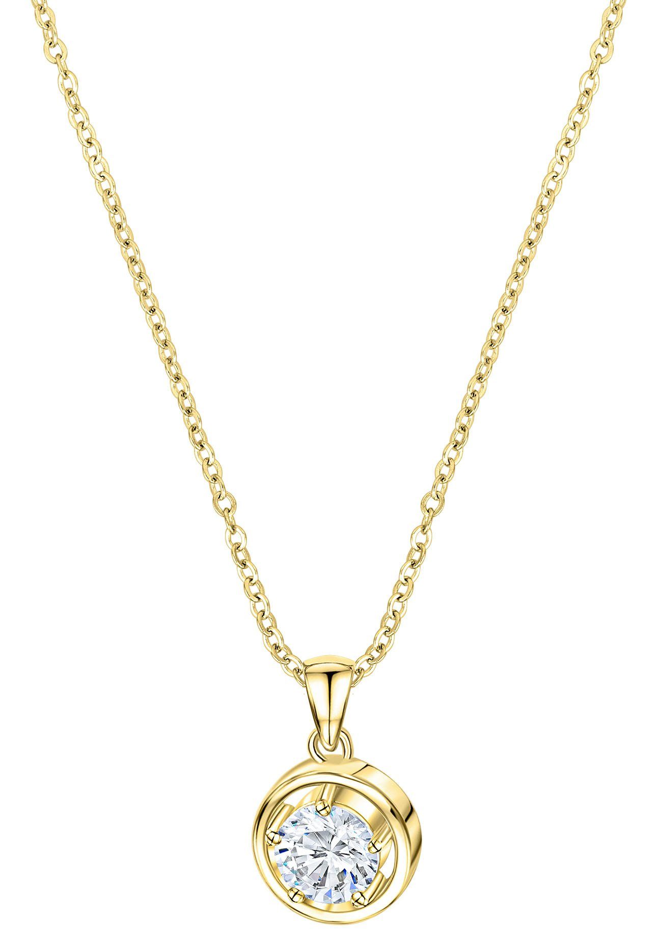 Kette mit Anhänger Schmuck Geschenk Silber 925 Halsschmuck Halskette Ankerkette Solitär
