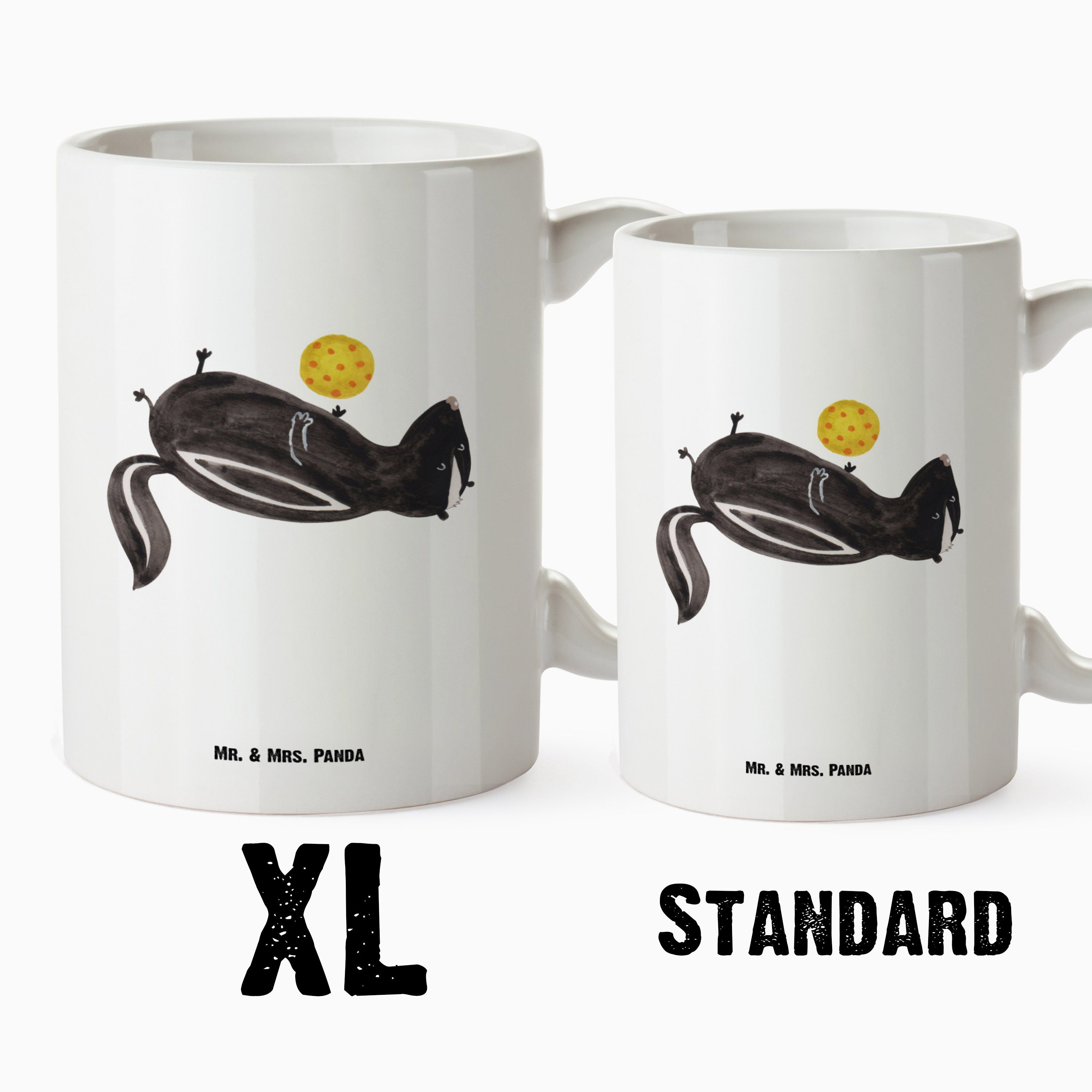 Ball & Skunk, Wildtier, Grosse - Geschenk, Panda Mr. XL XL Mrs. Tasse, Keramik - Stinktier Tasse Weiß Tasse K,