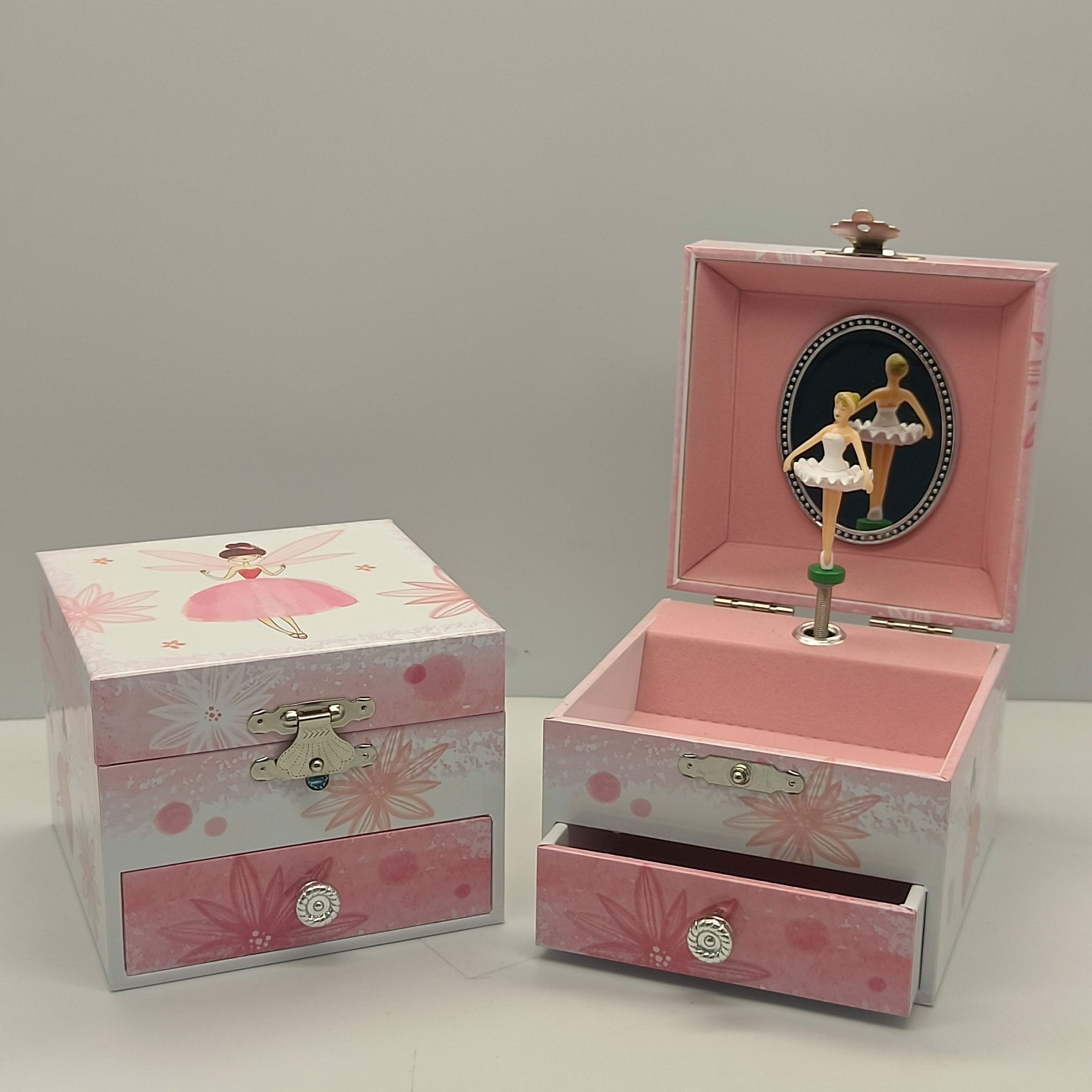 Musicboxworld Spieluhr Schmuckkästchen - Ballerina – rosa/weiß mit zauberhafter Melodie