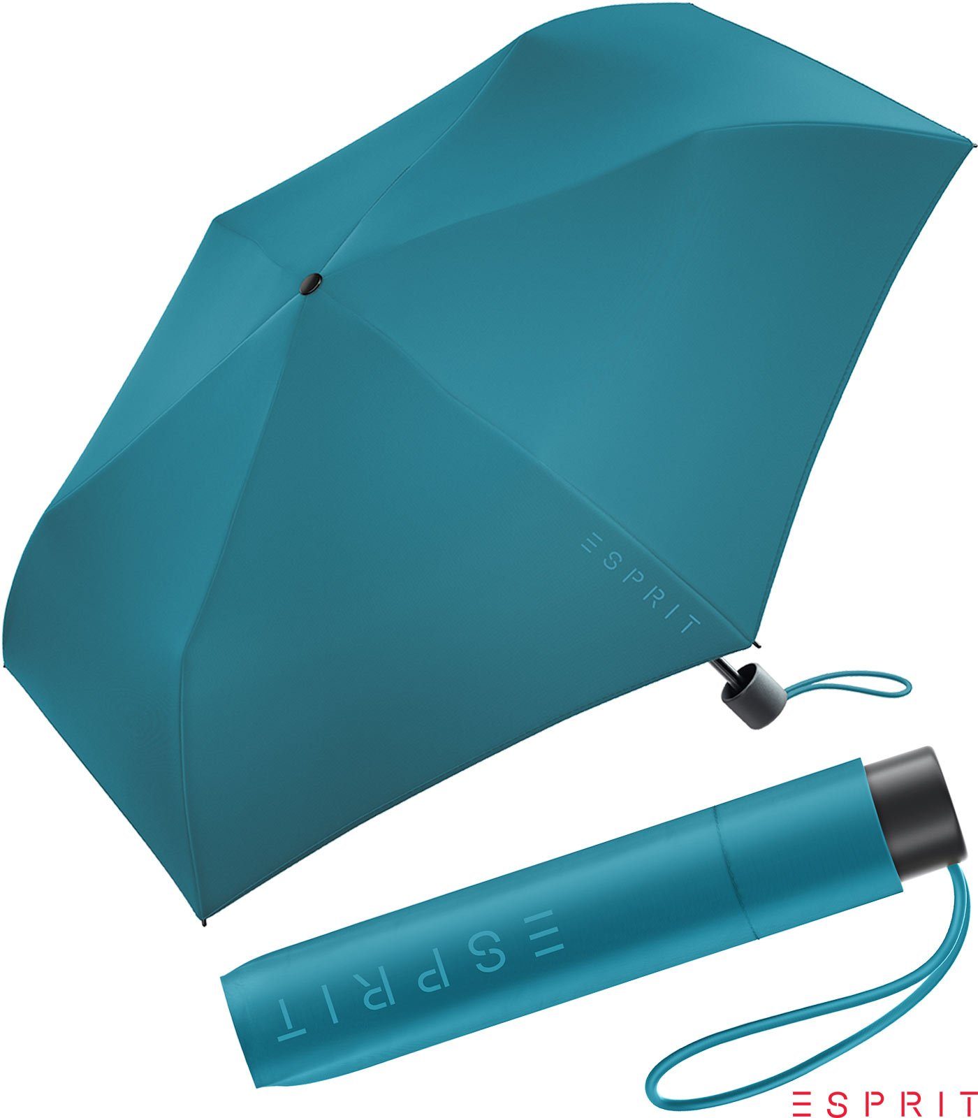 Esprit Taschenregenschirm Mini Damen Slimline HW 2022 - ocean depths, sehr leicht, in den neuen Trendfarben blau