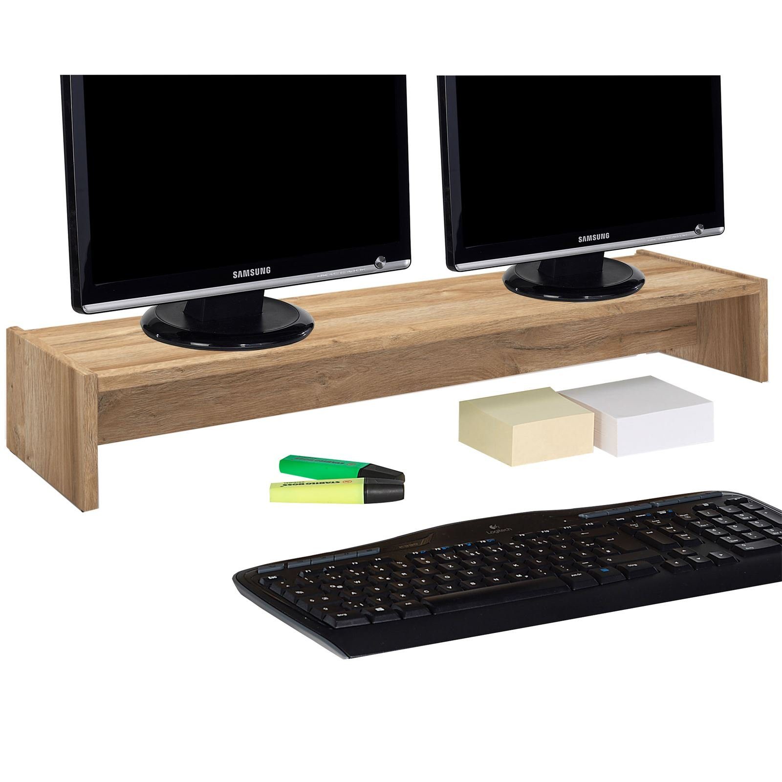 CARO-Möbel Schreibtischaufsatz ZOOM, Tischaufsatz Bildschirmerhöhung Schreibtischaufsatz Wil Monitorständer Wildeiche