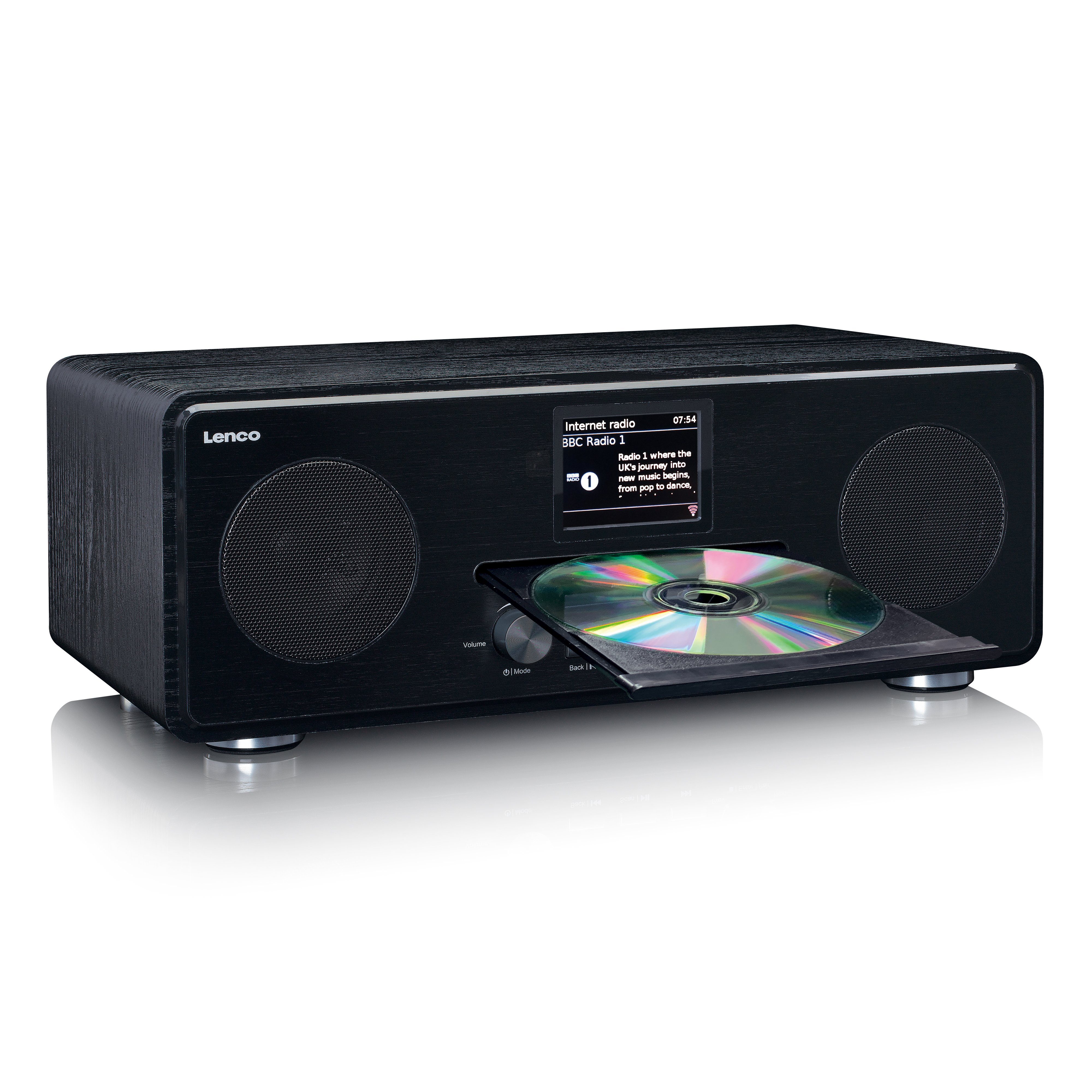 Lenco DIR-261BK Digitalradio (DAB) (DAB,DAB+,FM,Internet, 20 W, Internetradio mit 2x10 Watt RMS Lautsprecher, CD/MP3 und Farbdisplay)