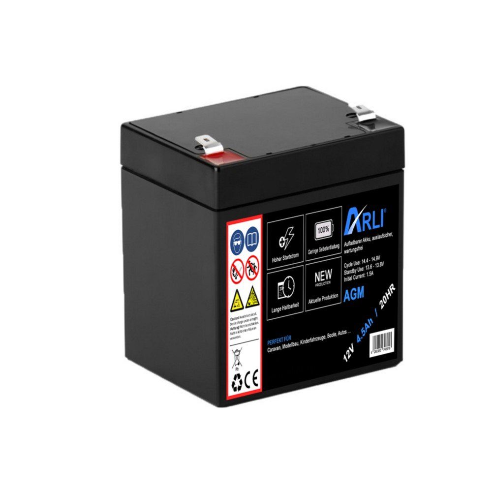 ARLI AGM Blei Akku 12V 4,5Ah 20HR Batterie Glasfaservlies Bleiakku Bleiakkus 4500 mAh (12 V, 1 St)