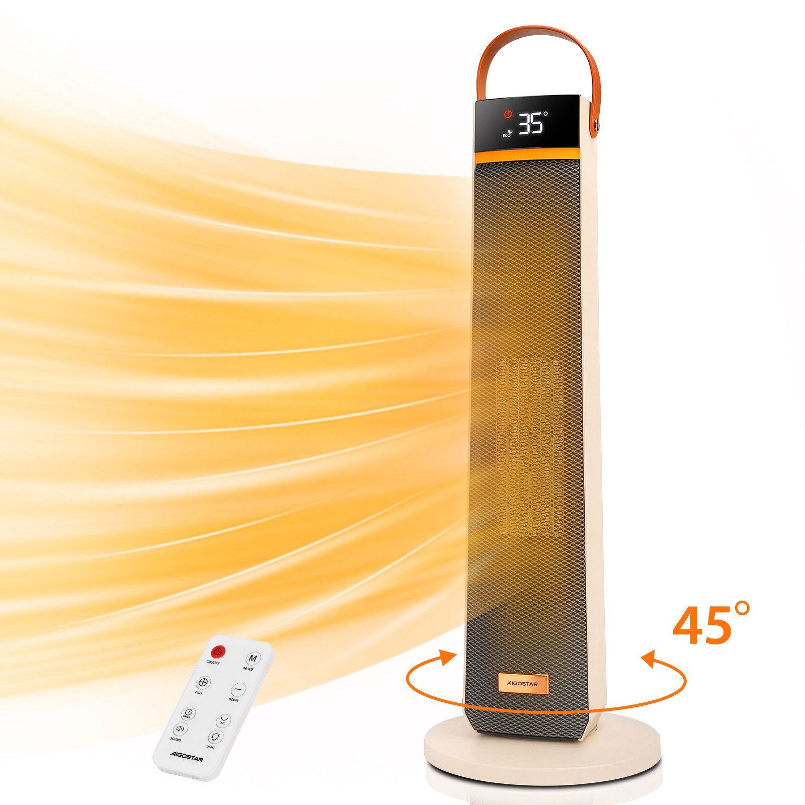 Aigostar Heizlüfter 2000W PTC Keramik Heizlüfter, Energiesparend, Fernbedie günstig online kaufen