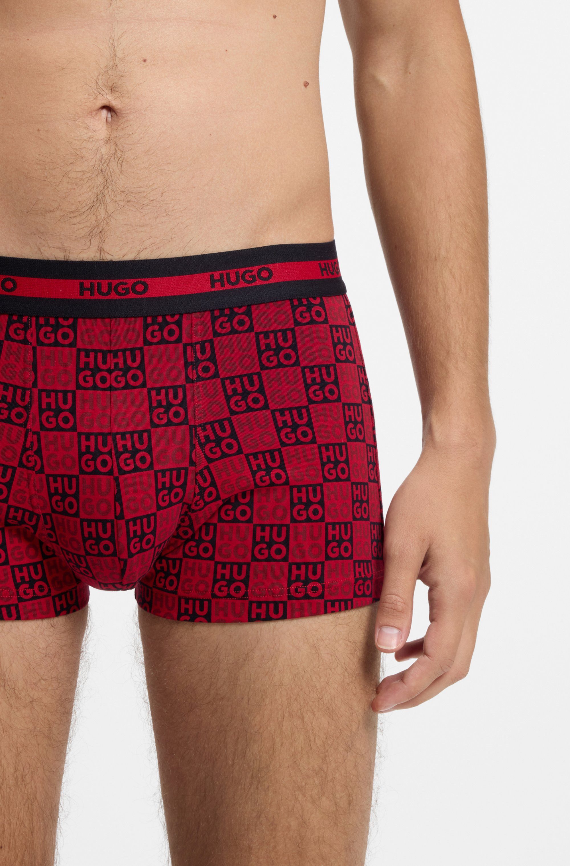 HUGO Trunk (Packung, 3-St) aus Stretch-Baumwolle mit Logo am Bund, körpernah