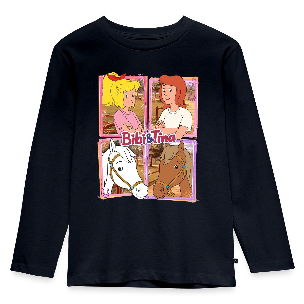 Spreadshirt T-Shirt Bibi Und Tina Mit Amadeus Und Sabrina Porträts Kinder Premium Langarms (1-tlg)