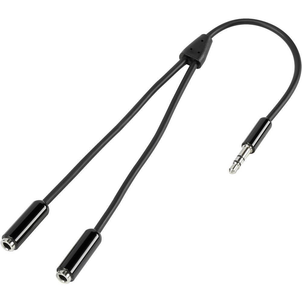SpeaKa Professional Klinke Splitter-Kabel Klinkenstecker 3.5 mm / 2x Audio- & Video-Kabel, (20.00 cm), SuperSoft-Ummantelung
