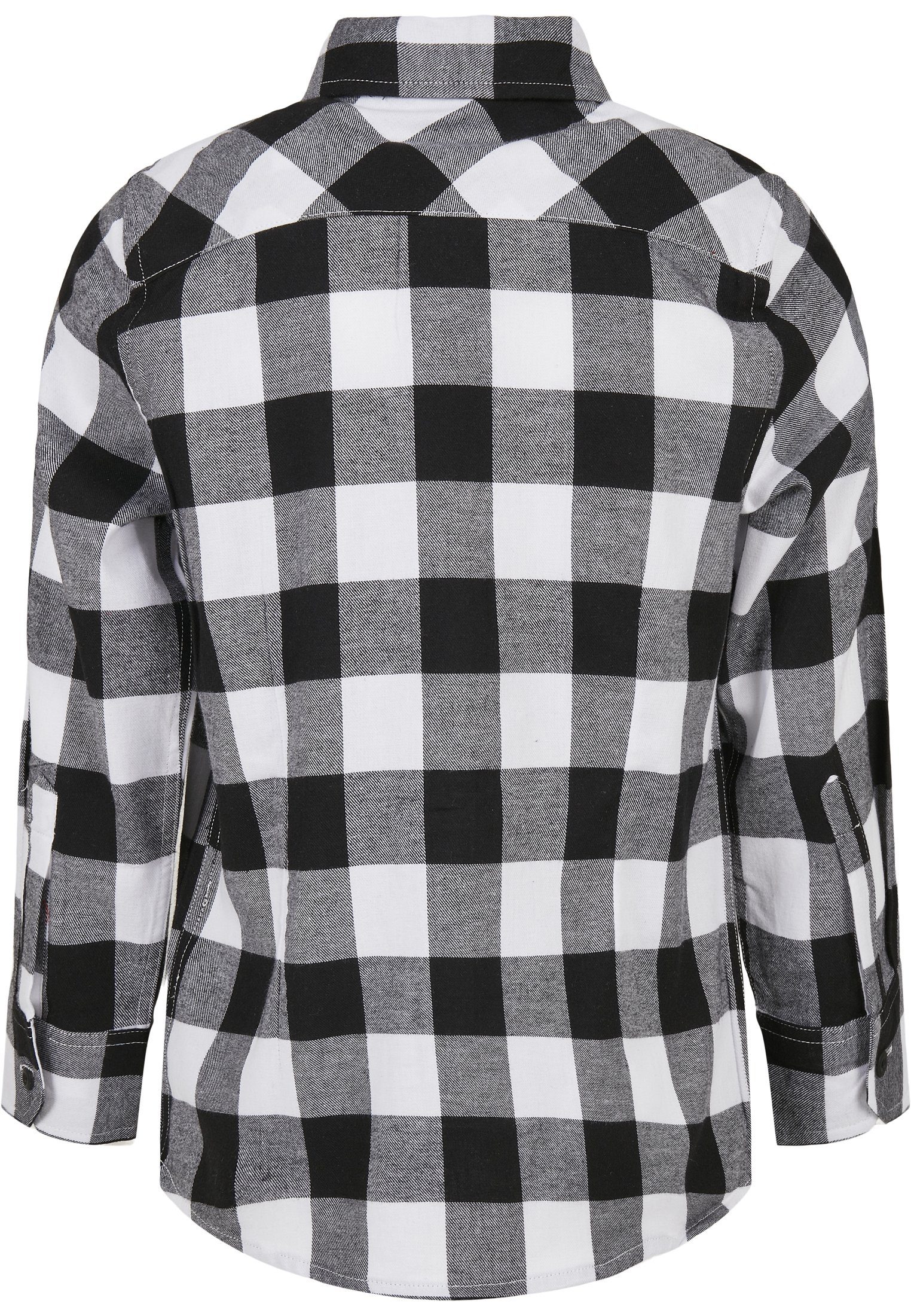 URBAN CLASSICS Langarmshirt Herren Boys Shirt (1-tlg) black/white Checked Flanell