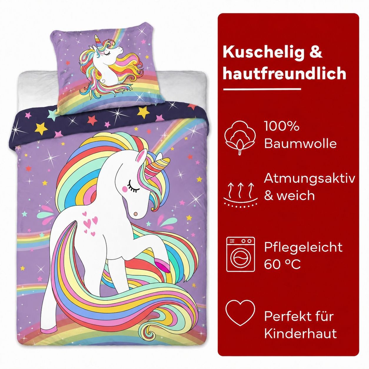 texpot Bettwäsche Kinderbettwäsche Ponybedruckt Garnitur, 2 teilig