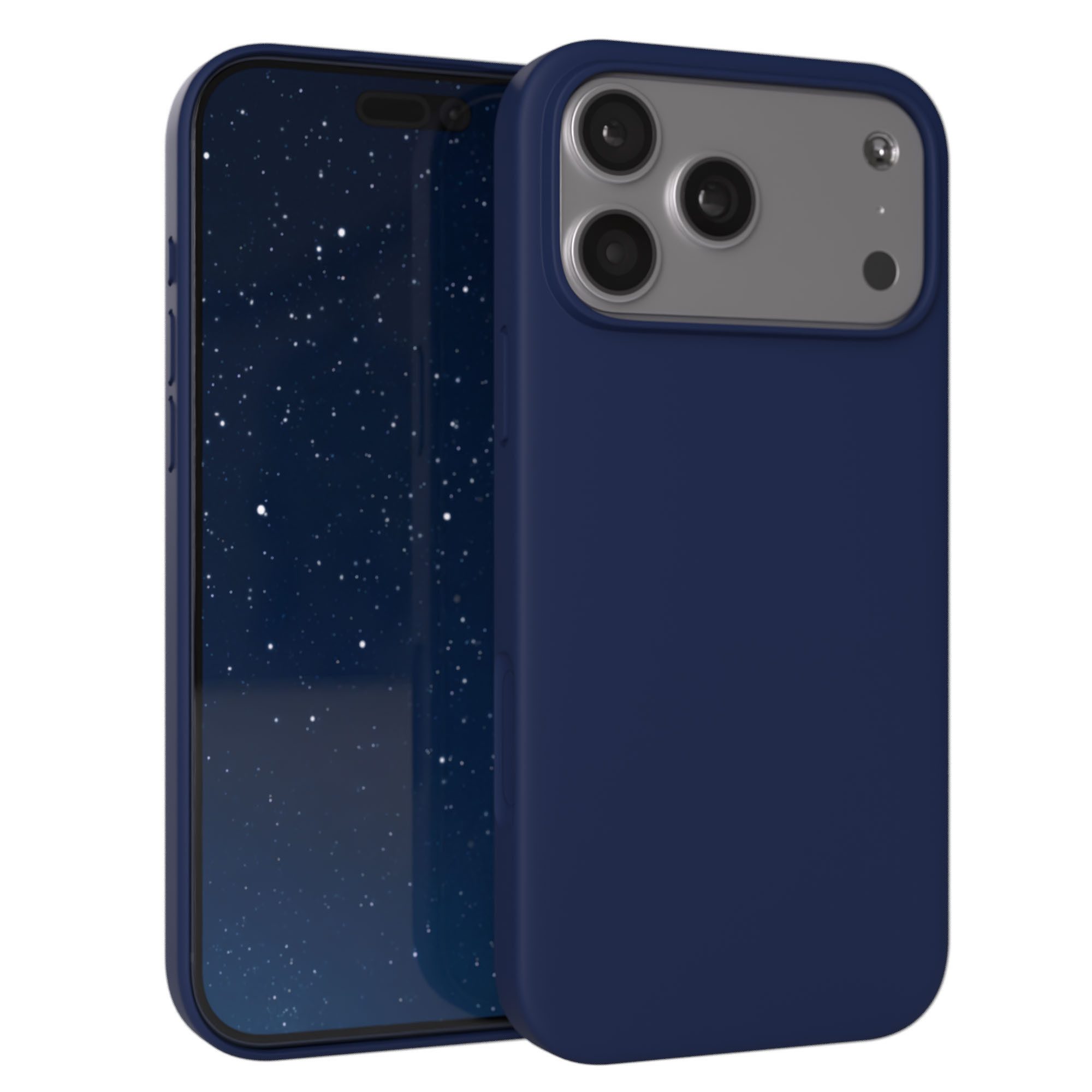 EAZY CASE Handyhülle für Apple iPhone 17 Pro Max Hülle Silikon 6,9 Zoll, Handy Softcase Hülle Silikon mit Displayschutz Case Blau / Nachtblau